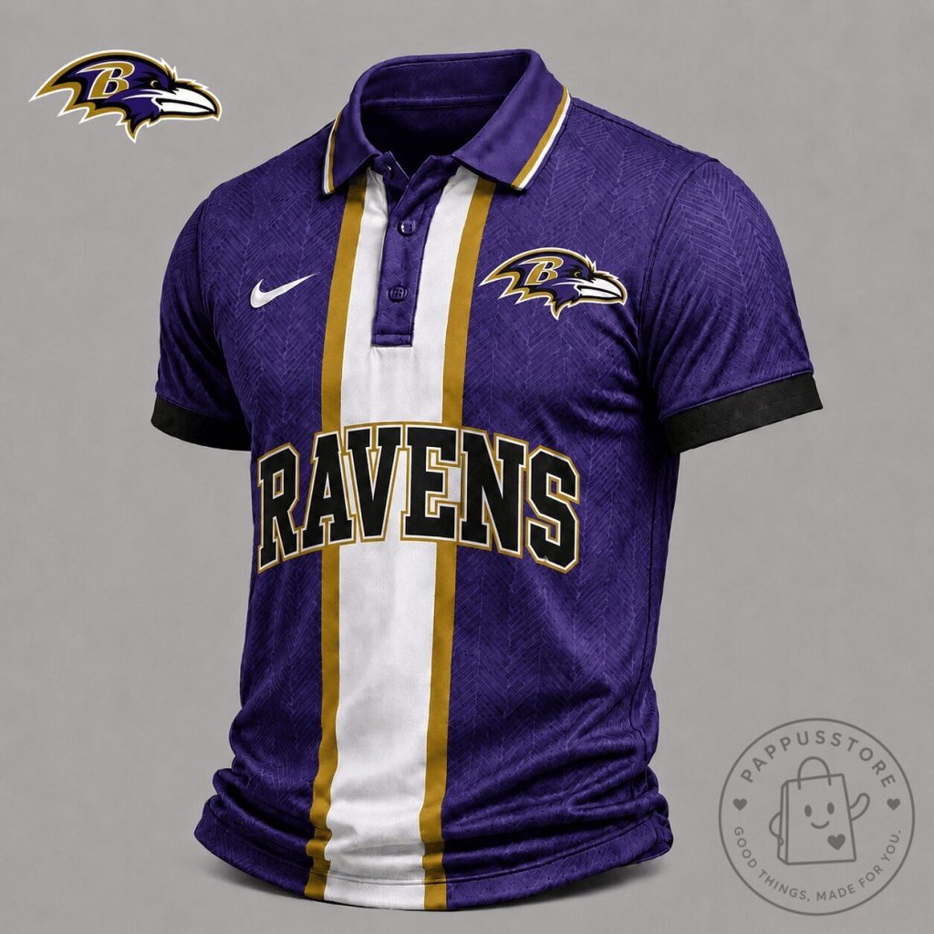 Baltimore Ravens Fan Classic Stripe Polo Shirt for Men 31 Baltimore Ravens Fan Classic Stripe Polo Shirt for Men
