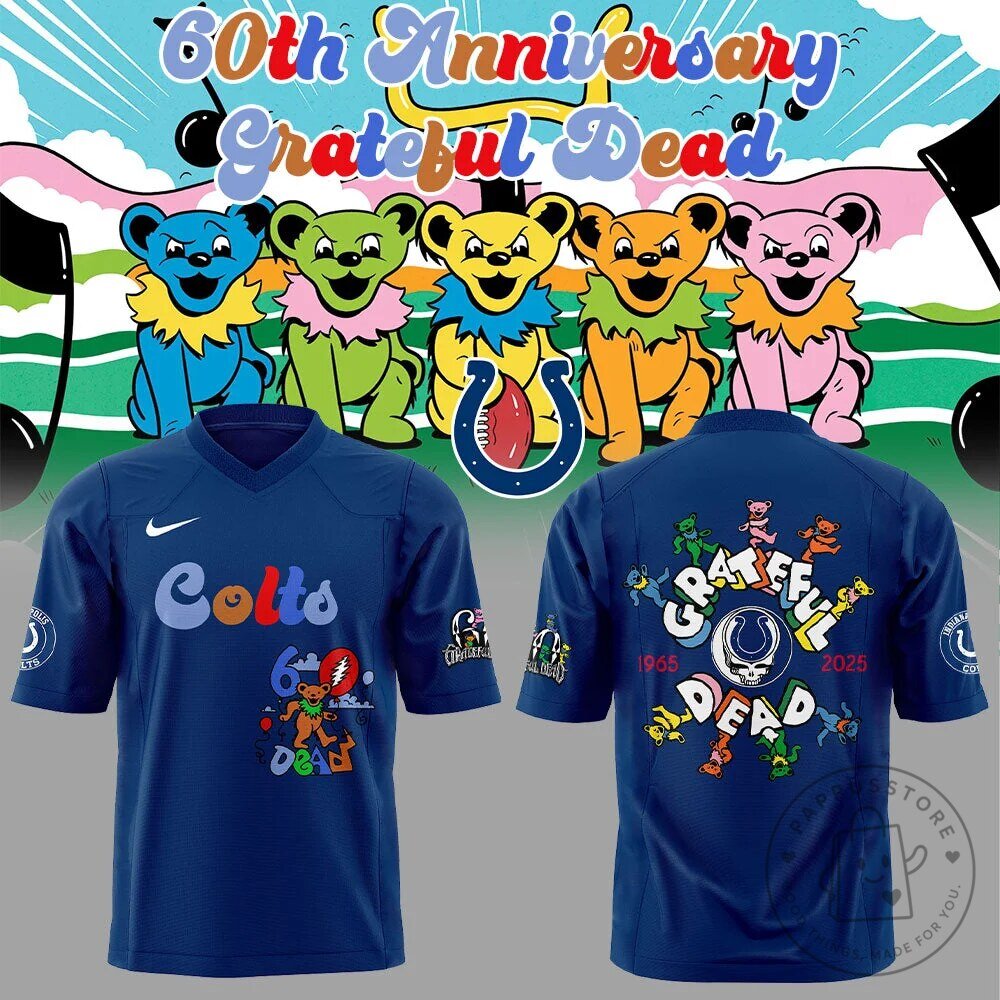 Indianapolis Colts Football Grateful Dead 60th Anniversary Blue Jersey