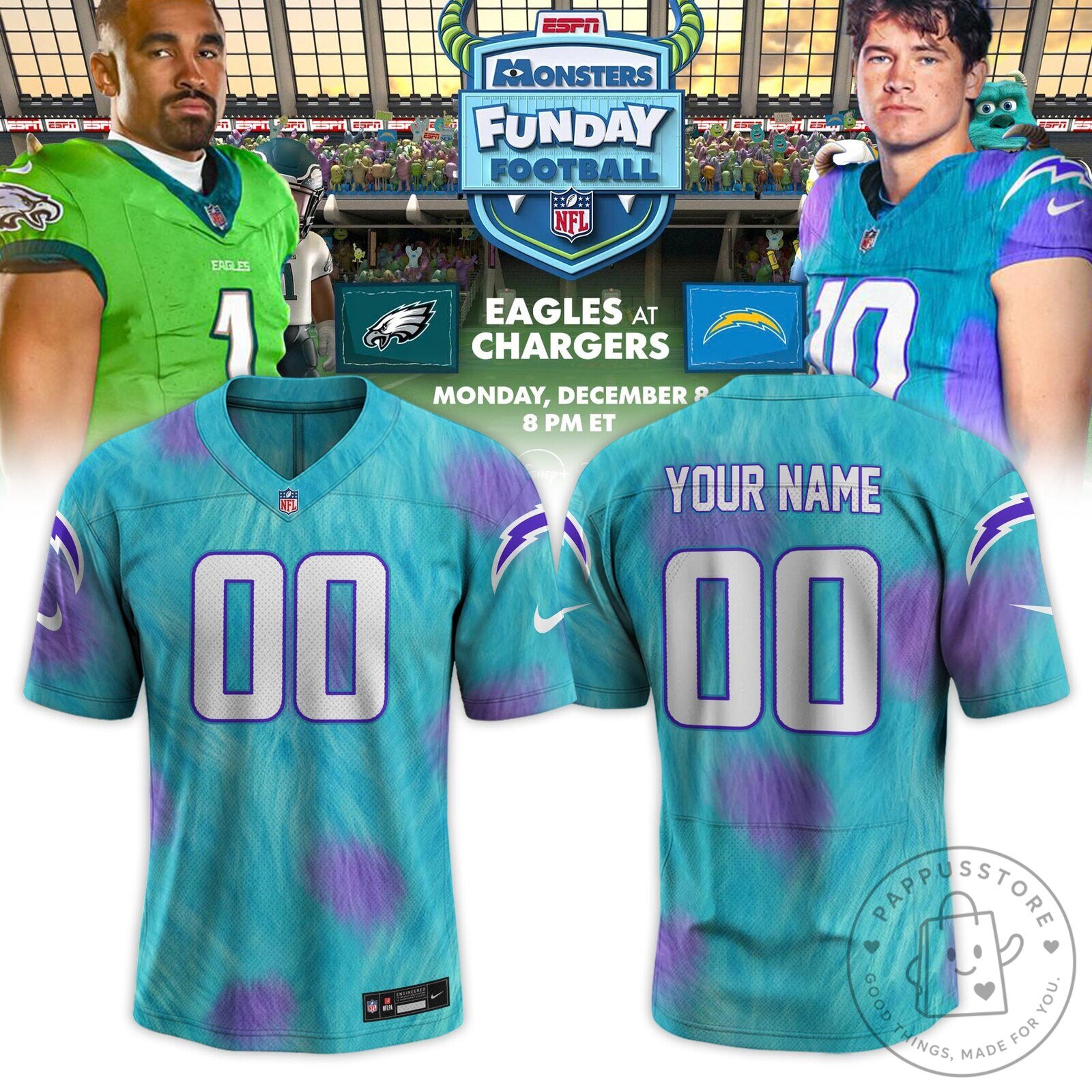 Los Angeles Chargers Monsters Funday Football 2025 Limited Edition Custom Jersey - BTF Trend