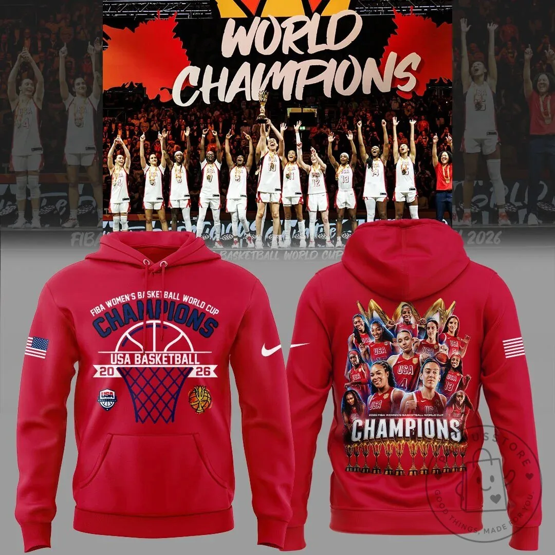 2026 USA Champions Red Hoodie for FIBA Women's Basketball World Cup