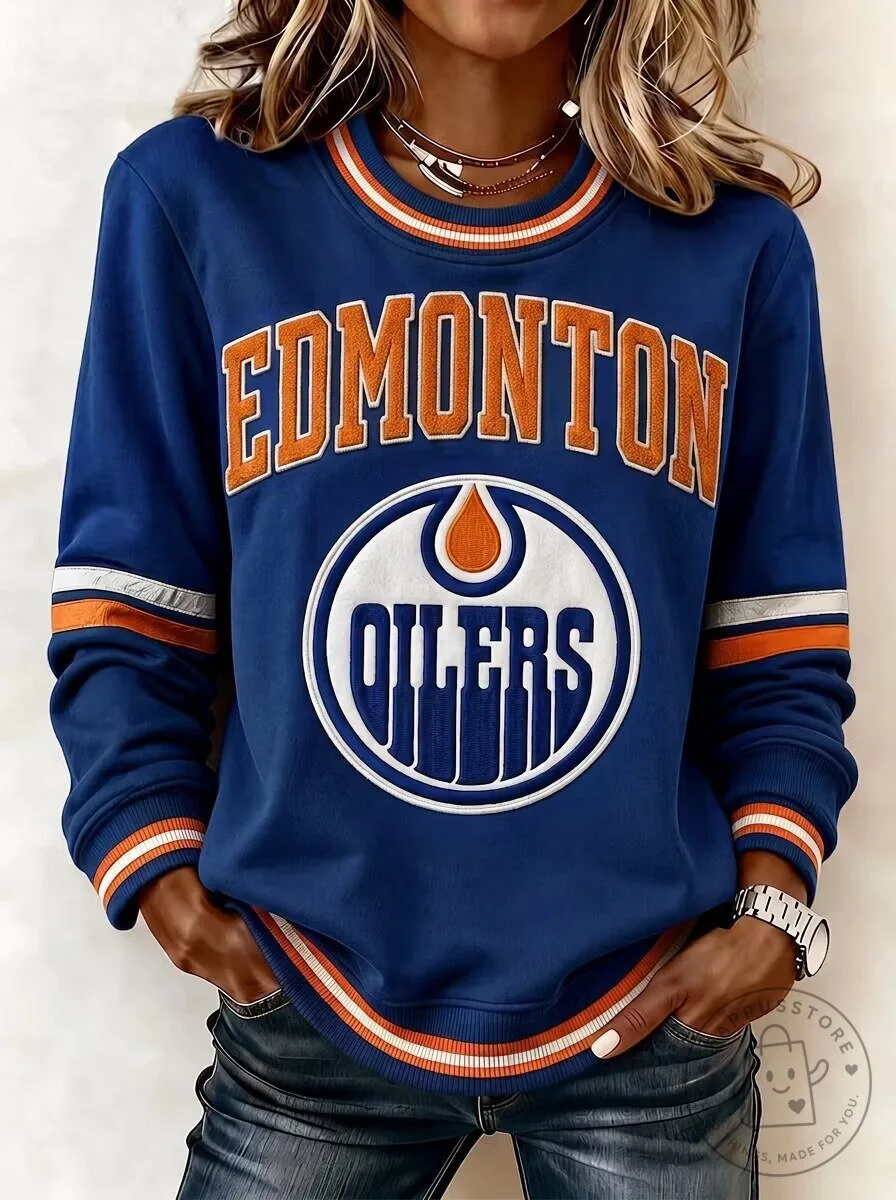 Edmonton Oilers Women's Fan Apparel Crewneck Sweatshirt