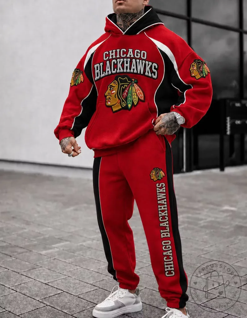 Chicago Blackhawks National Hockey League Red and Black Hoodie and Pants Set 11 Chicago Blackhawks National Hockey League Red and Black Hoodie and Pants Set