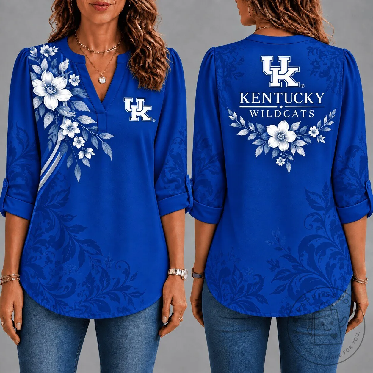 Kentucky Wildcats Floral Luxe Long Sleeve Shirt for Women