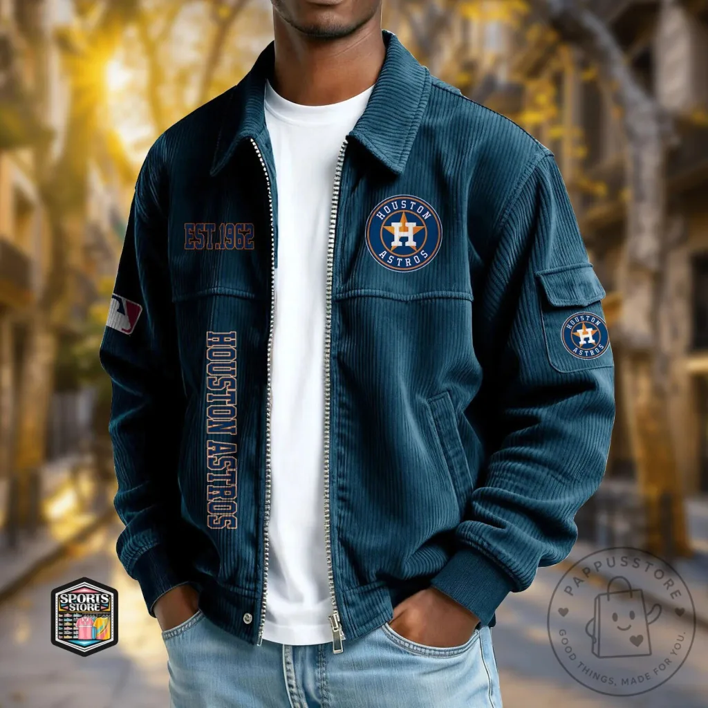 Houston Astros Corduroy Full Zip Jacket 1 Houston Astros Corduroy Full Zip Jacket