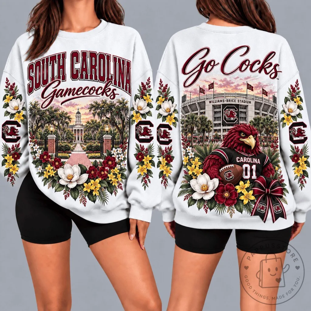 South Carolina Gamecocks Floral University Campus Sweatshirt South Carolina Gamecocks Floral University Campus Sweatshirt