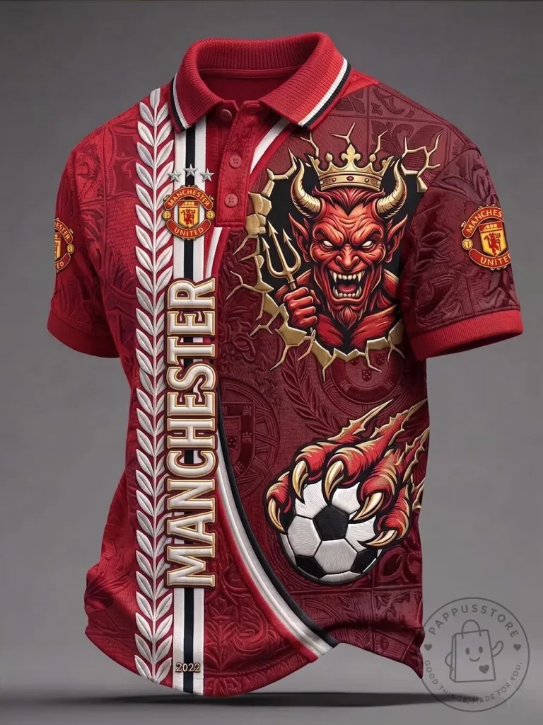 Manchester United Football Club Red Devil Soccer Polo Shirt 19 Manchester United Football Club Red Devil Soccer Polo Shirt