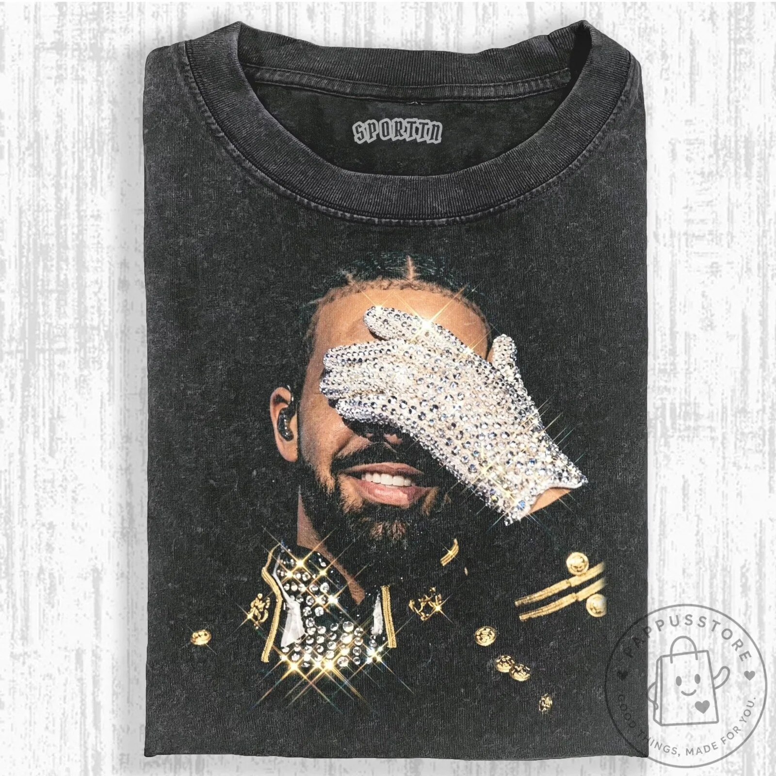 Drake Michael Jackson Tribute Black Washed Graphic T-Shirt