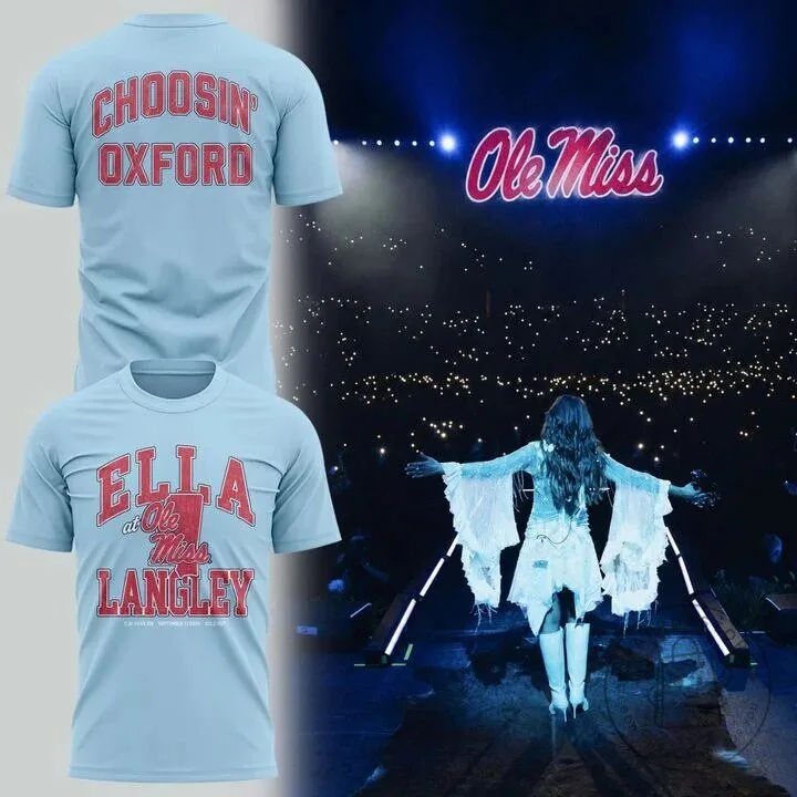 Ella Langley Choosin Oxford Ole Miss Rebels Light Blue T-Shirt