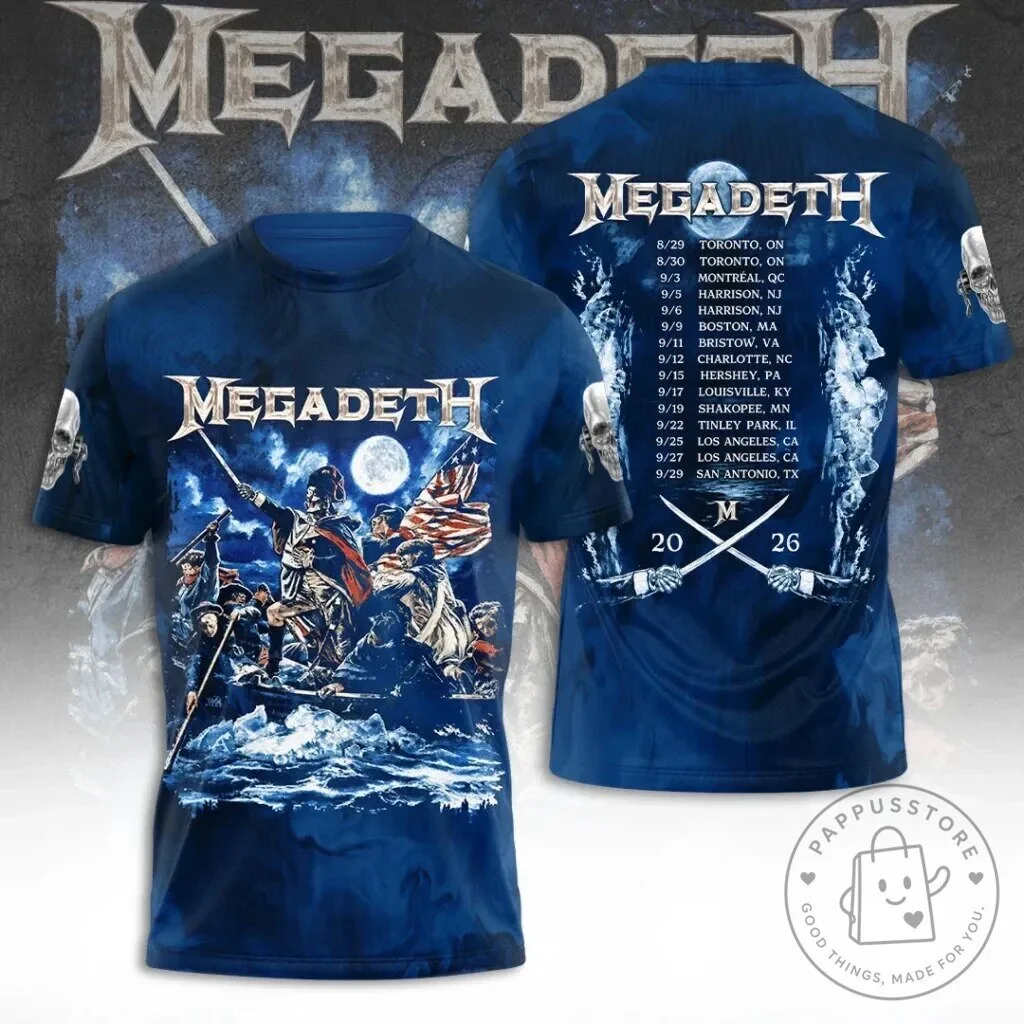 Megadeth 2026 Tour Dates Heavy Metal Band Graphic T-Shirt