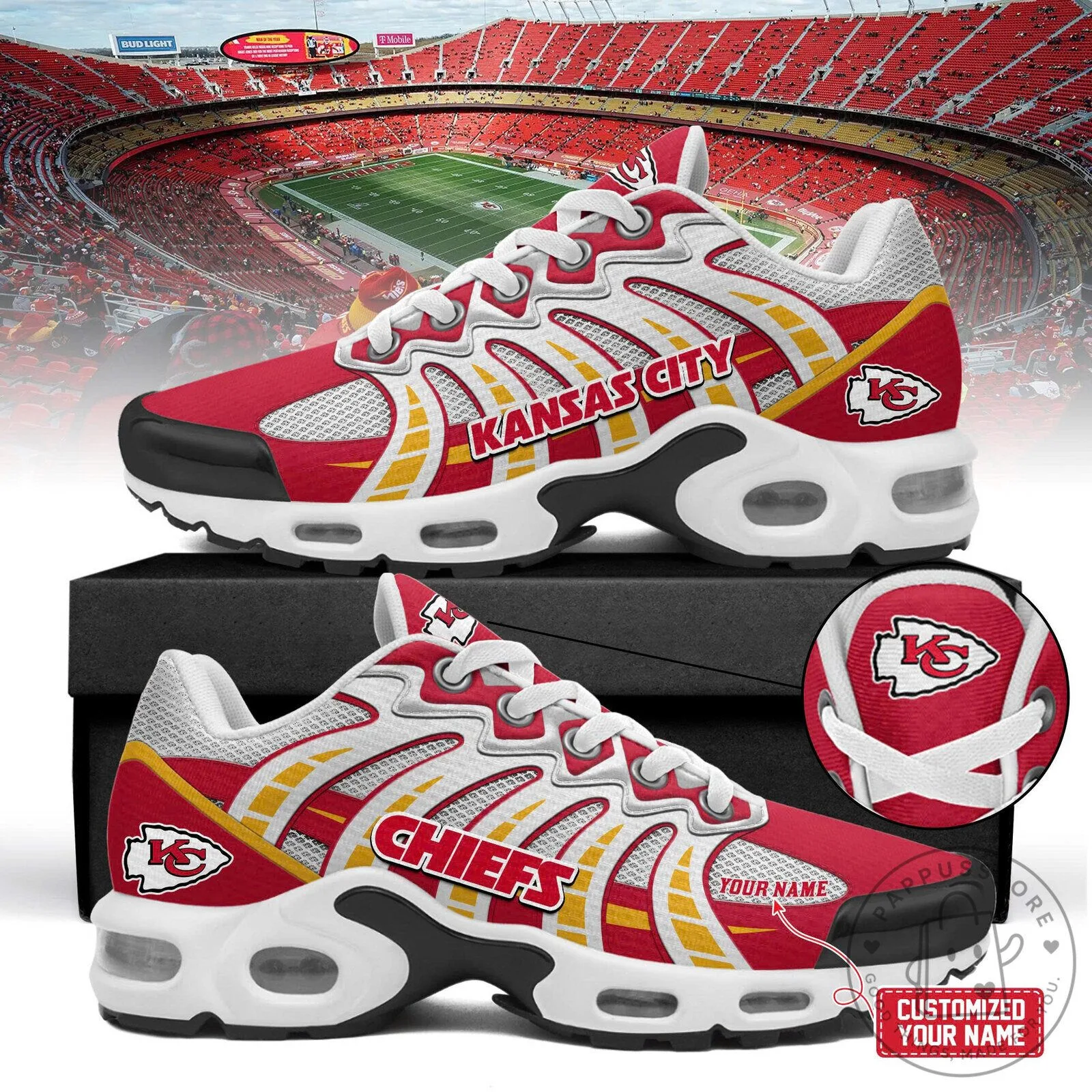 Kansas City Chiefs Personalized NFL Football Team Logo Air Max Plus Sneakers