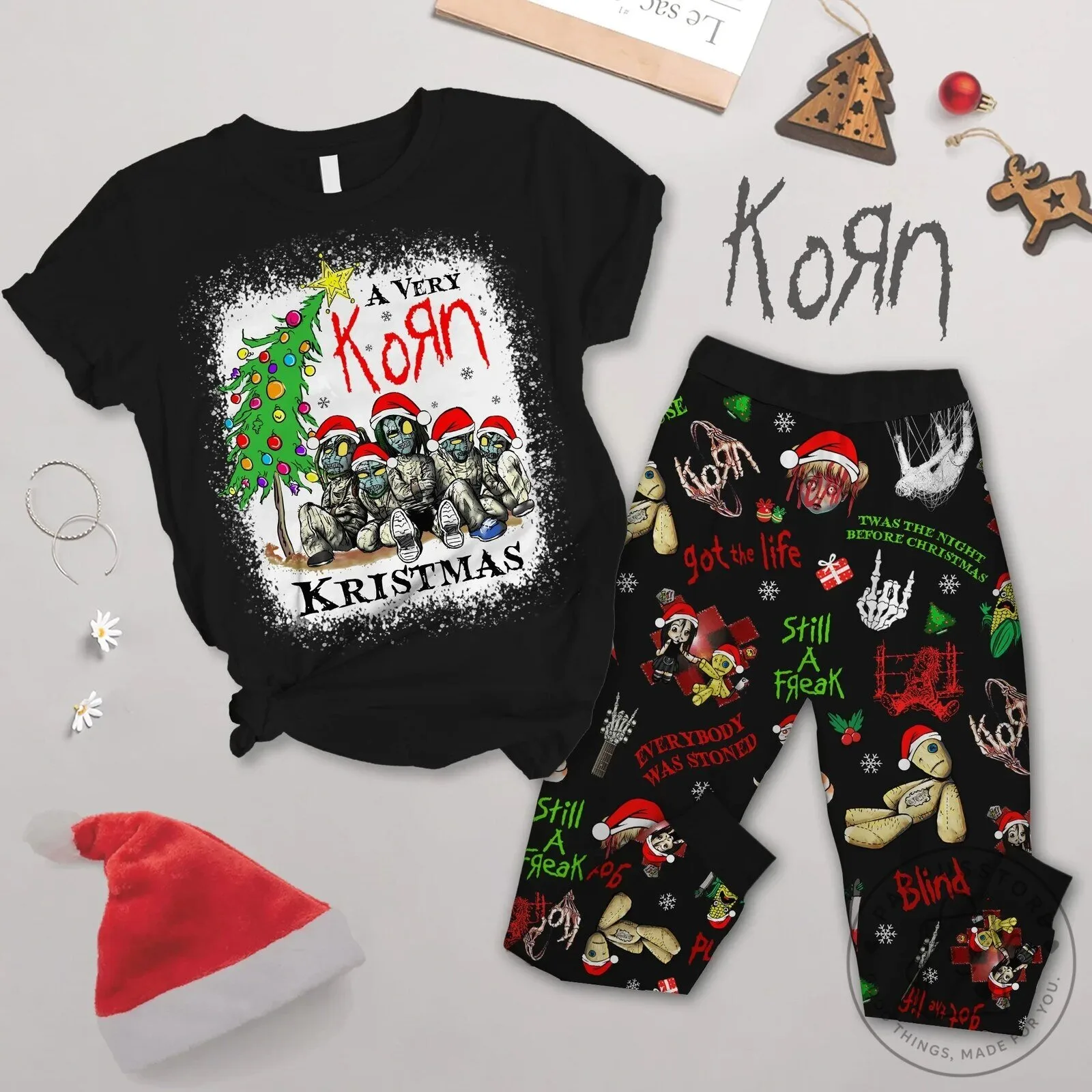 Korn A Very Kristmas Band Christmas Pajamas Set
