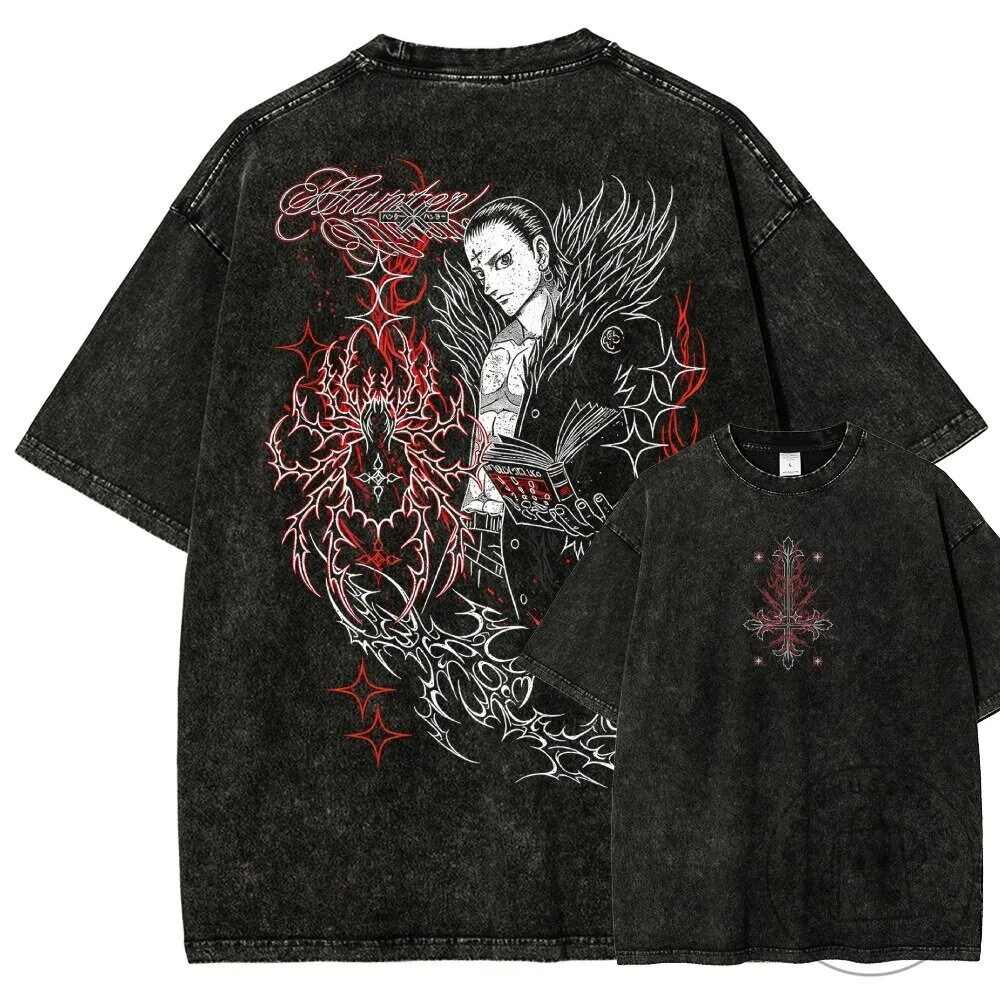 Hunter x Hunter Chrollo Lucilfer Anime Manga Washed Black T-Shirt