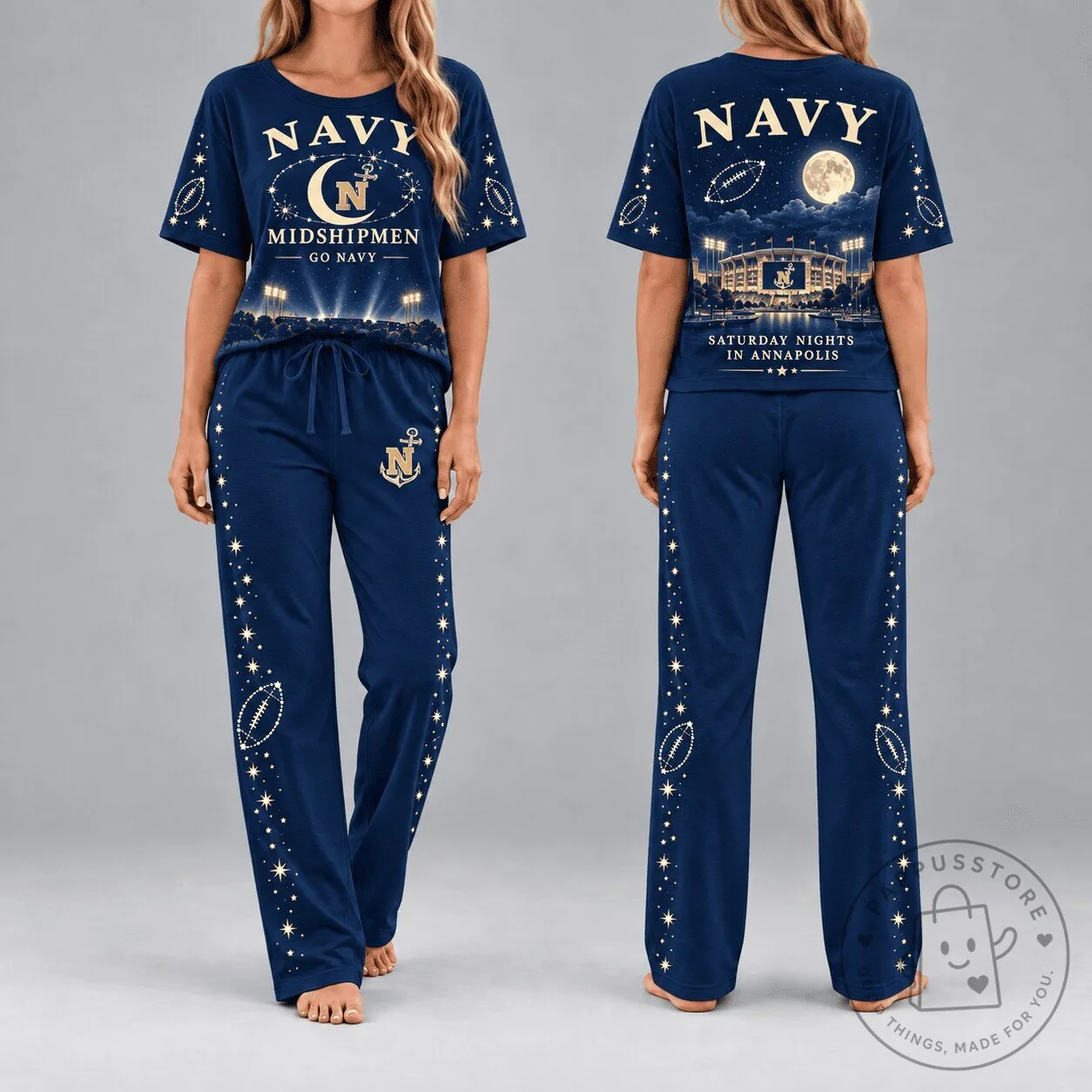 Navy Midshipmen Football Saturday Nights in Annapolis Pajamas Set