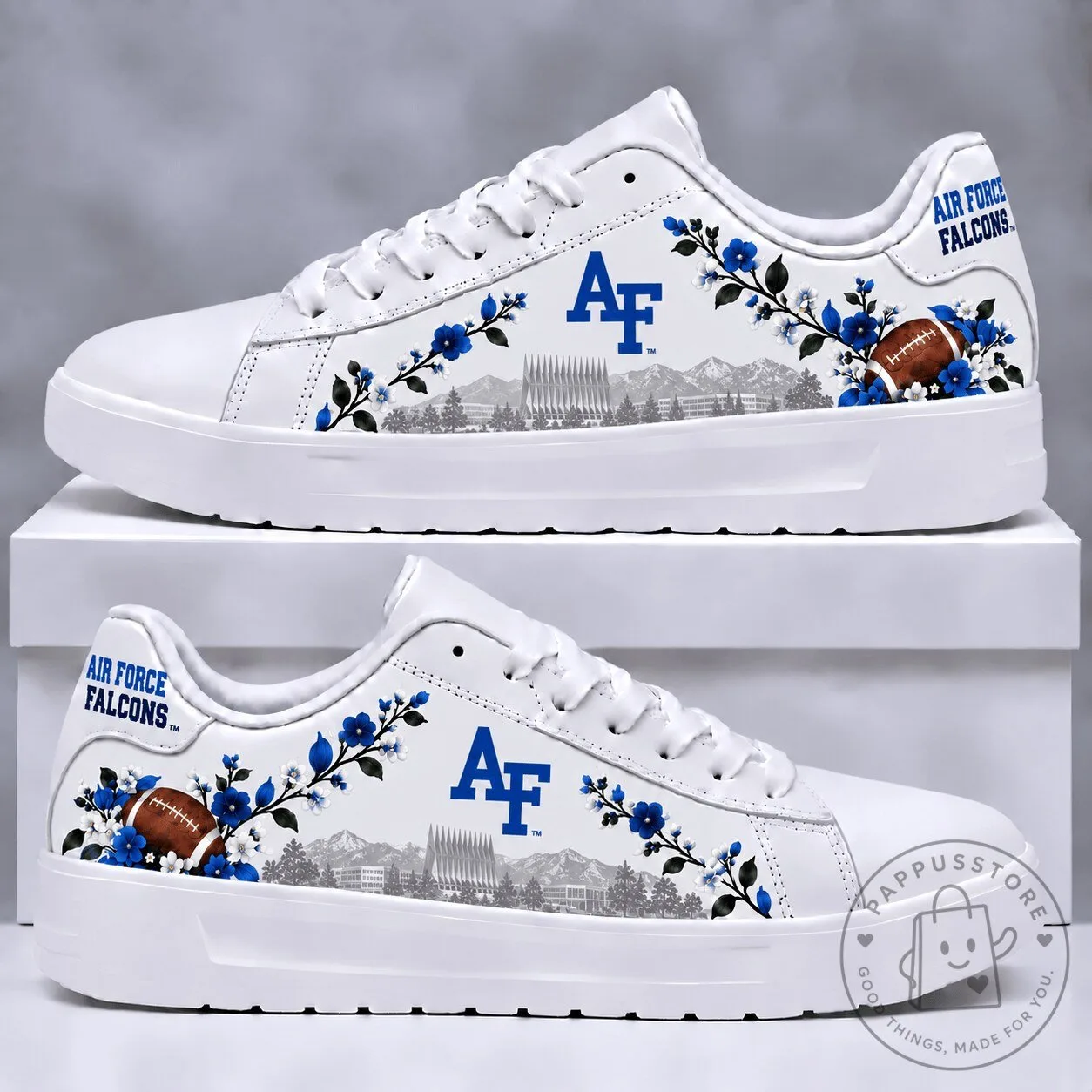 Air Force Falcons NCAA Football Floral White Sneakers