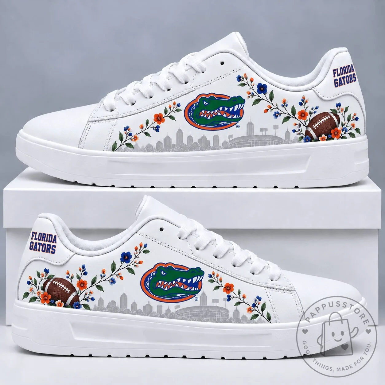 Florida Gators NCAA Football Floral White Sneakers