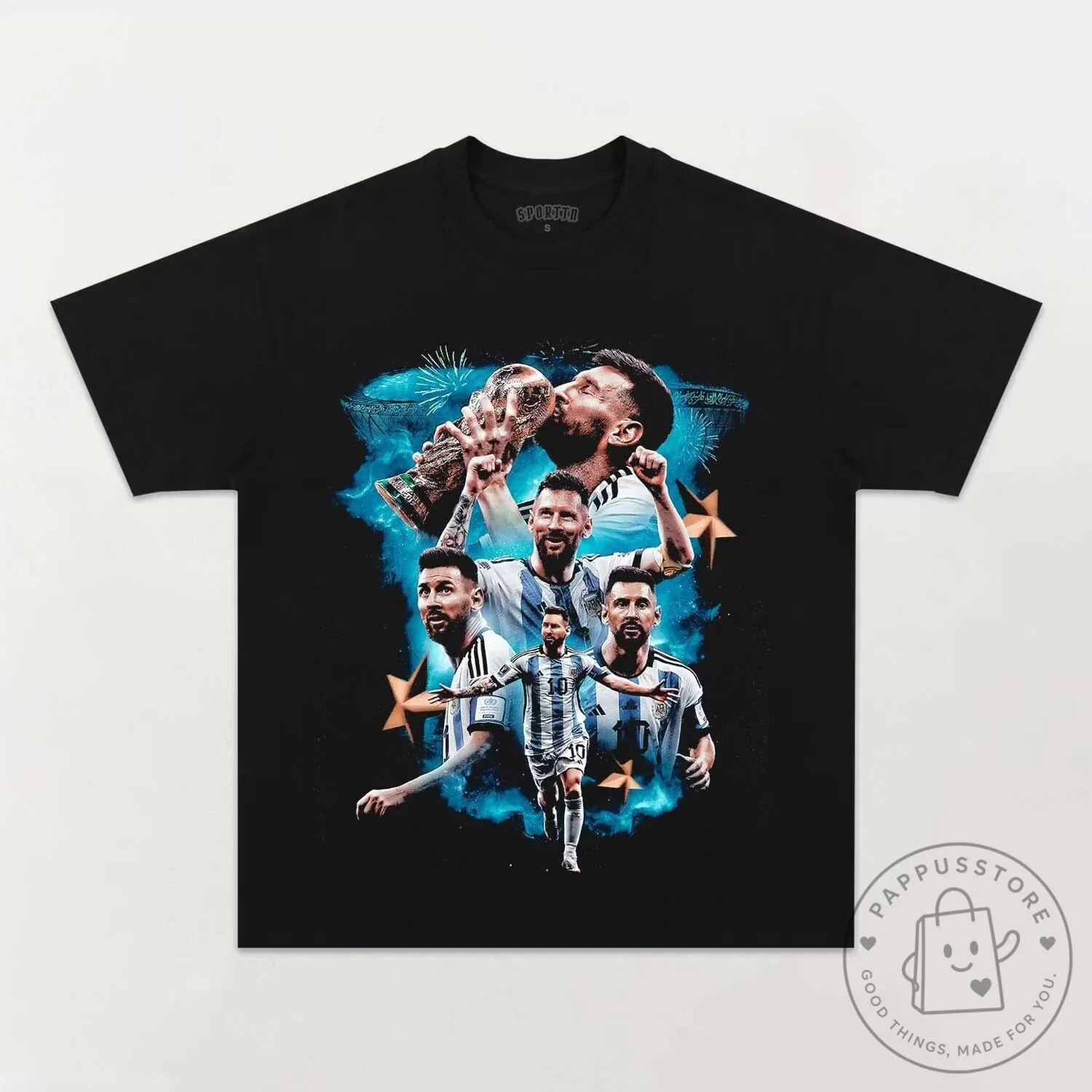 Argentina World Cup Champion T-Shirt for Football Fans featuring Lionel Messi