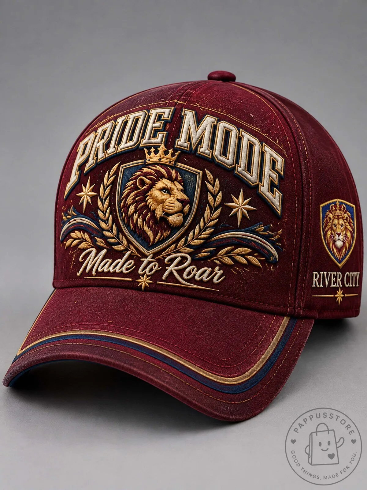 Pride Mode Made to Roar River City Lion Crown Embroidered Baseball Cap Hat