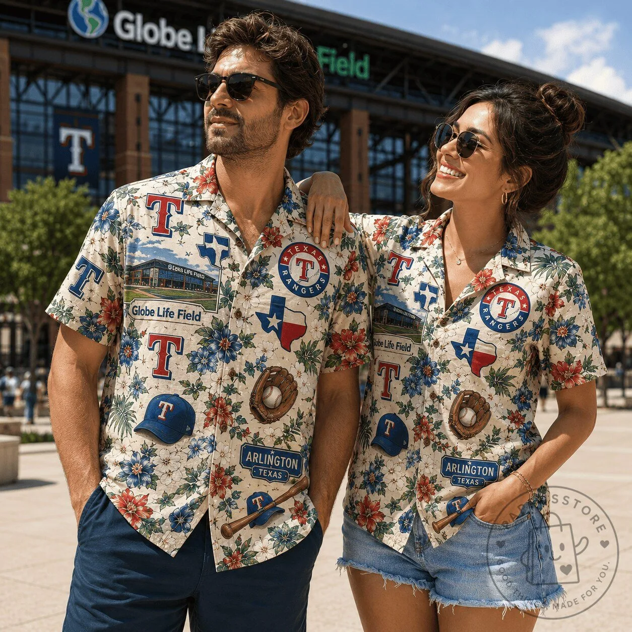 Unisex Hawaiian Shirt with Texas Rangers Baseball Theme for Men and Women