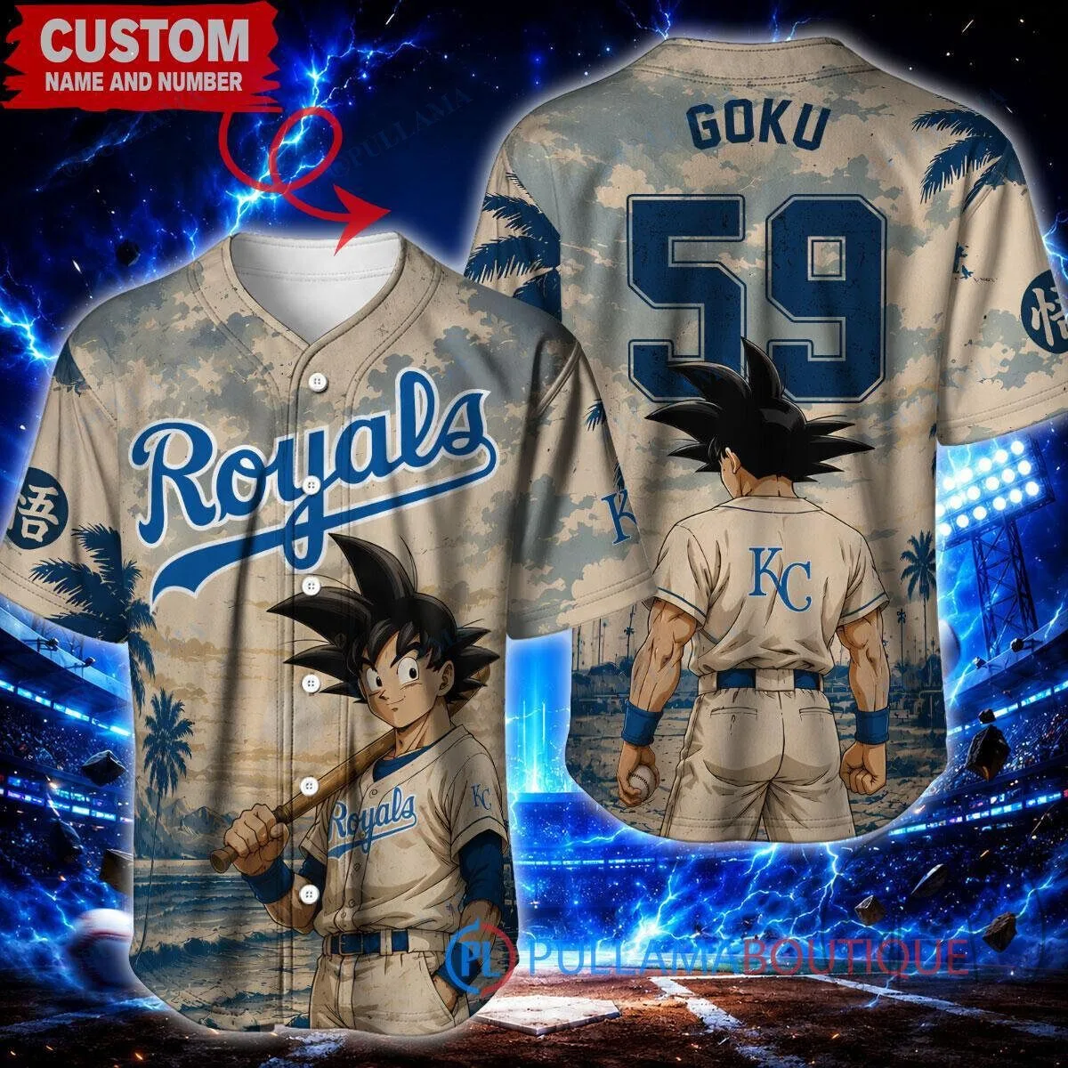 Kansas City Royals Baseball Son Goku Dragon Ball Z Custom Baseball Jersey