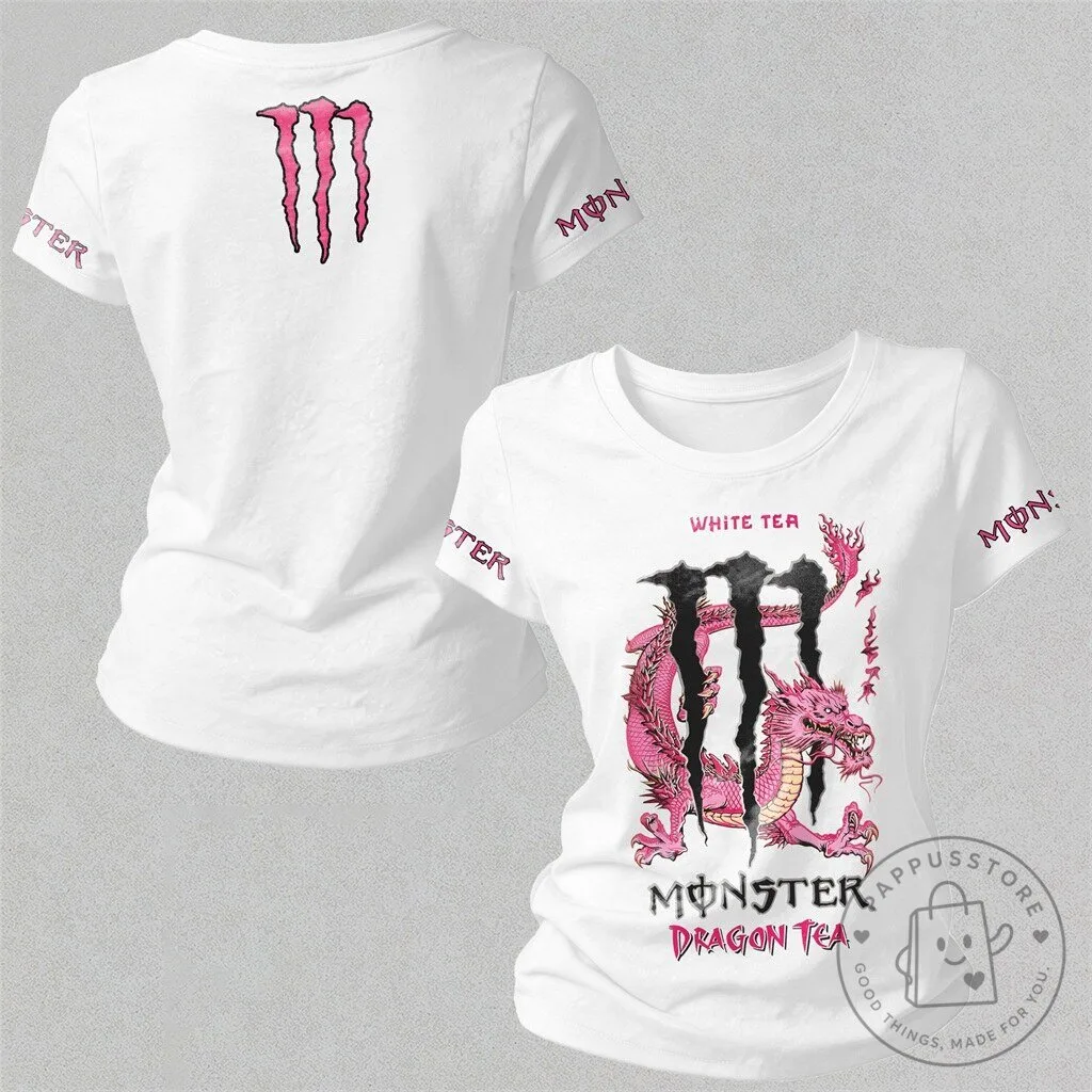 Monster Energy Dragon Tea White Tea Pink Dragon Logo Women's T-Shirt