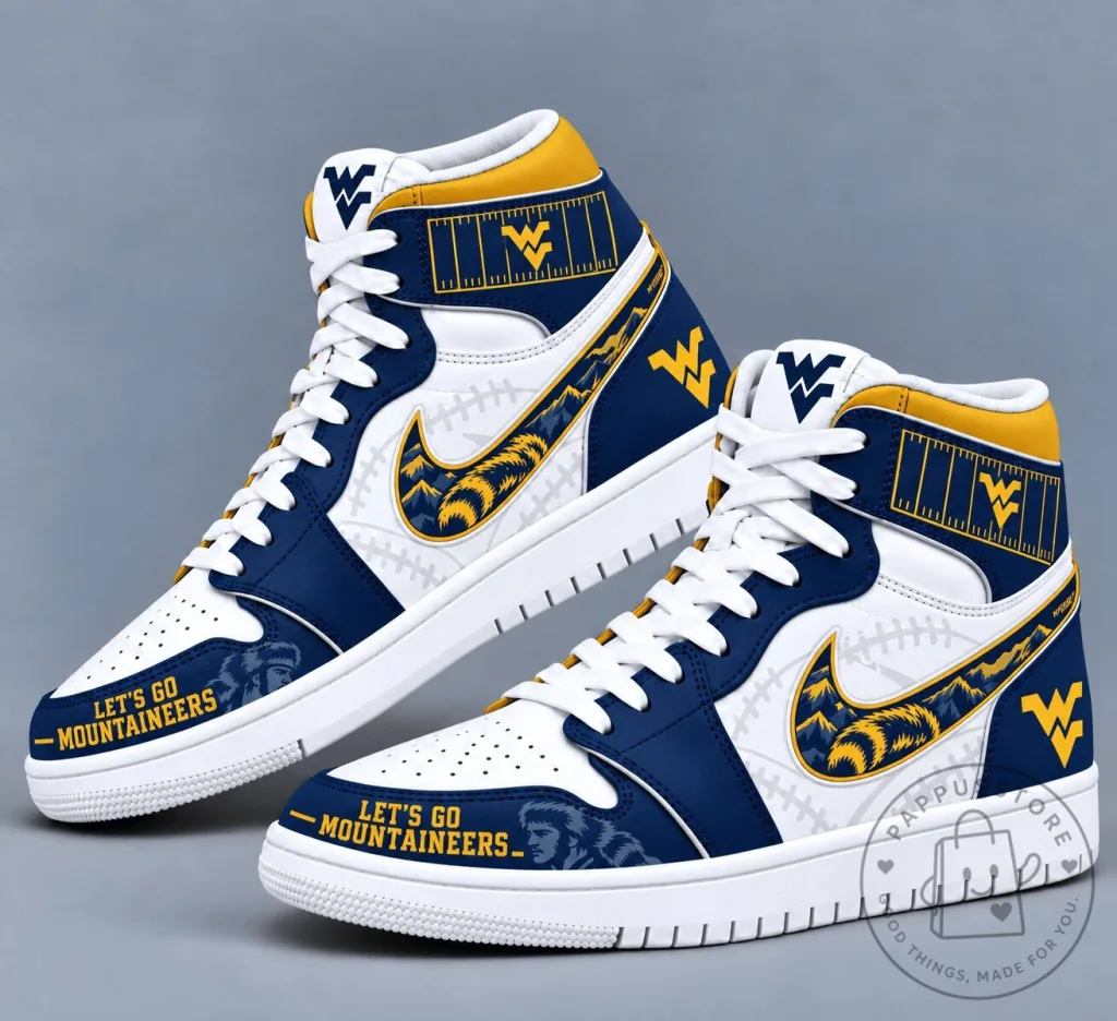 West Virginia Mountaineers Team Colors High Top Sneakers West Virginia Mountaineers Team Colors High Top Sneakers