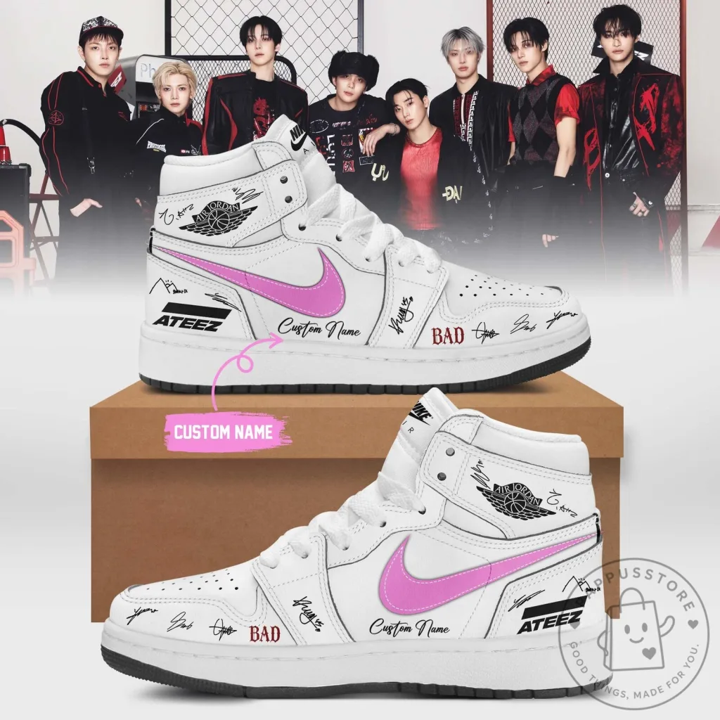 ATEEZ The World Ep Fin Will Custom Name White High Top Sneakers