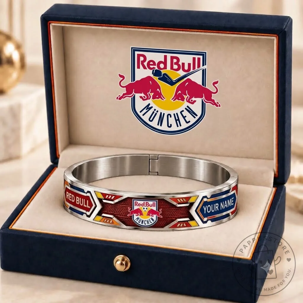 Red Bull München DEL Ice Hockey Team Personalized Stainless Steel Bracelet
