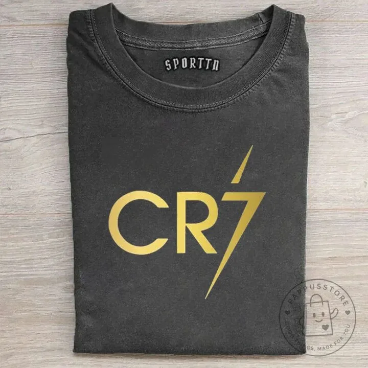 Cristiano Ronaldo CR7 Gold Logo Graphic Black T-Shirt