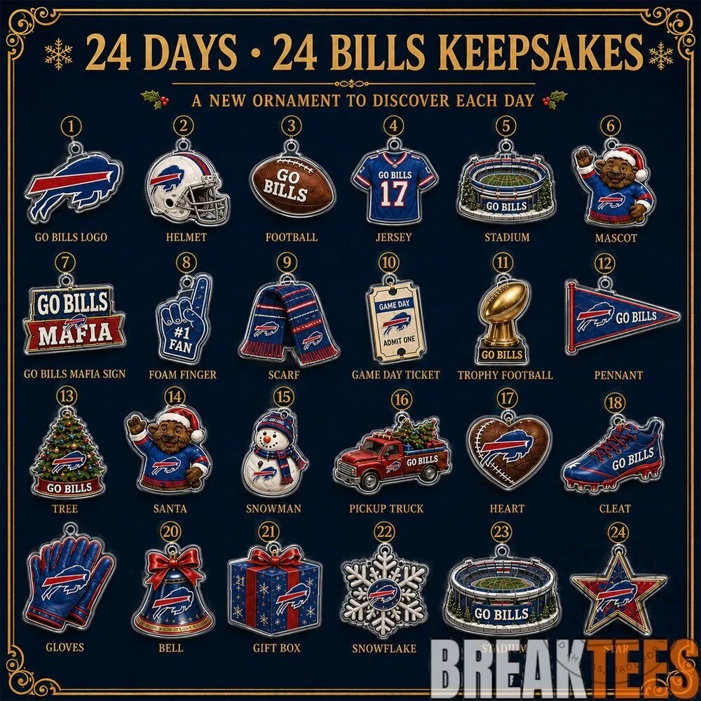 Buffalo Bills Christmas Advent Calendar 24 Days of Keepsake Ornaments