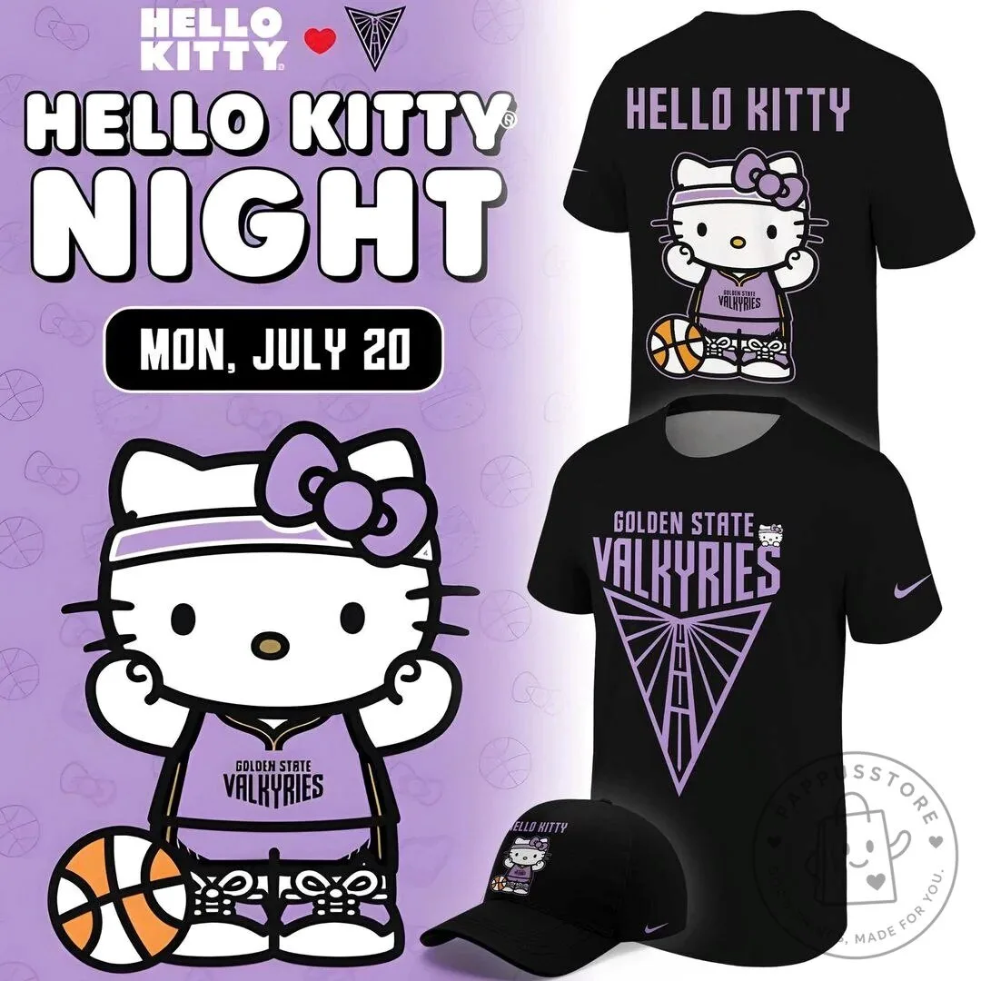 Hello Kitty Night Basketball T-Shirt - Golden State Valkyries Edition