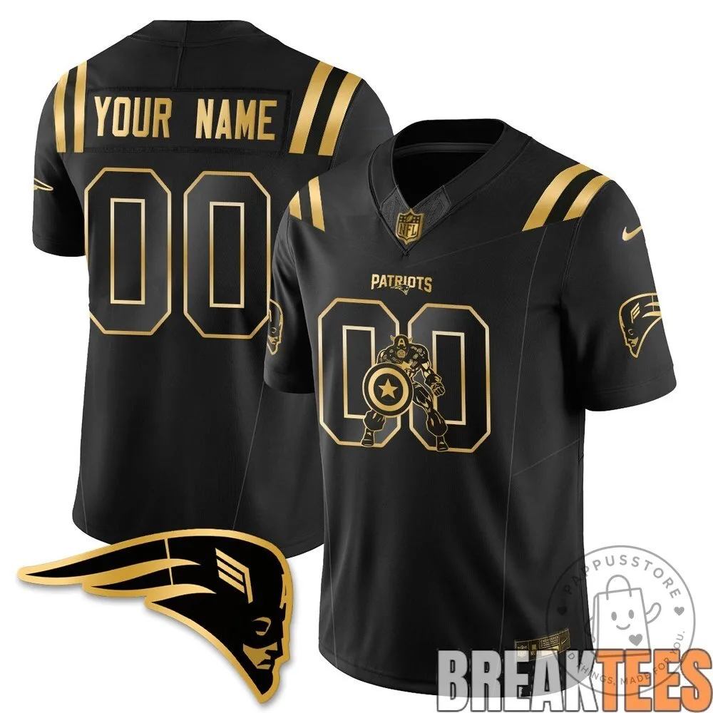 New England Patriots Captain America Vibranium Shield Edition Black Football Jersey