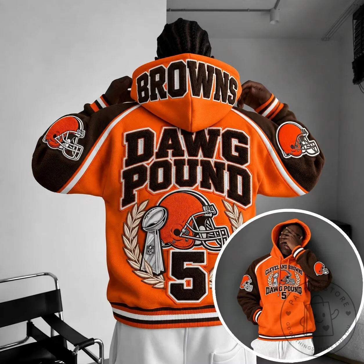 Cleveland Browns Dawg Pound Football Team Orange and Brown Hoodie