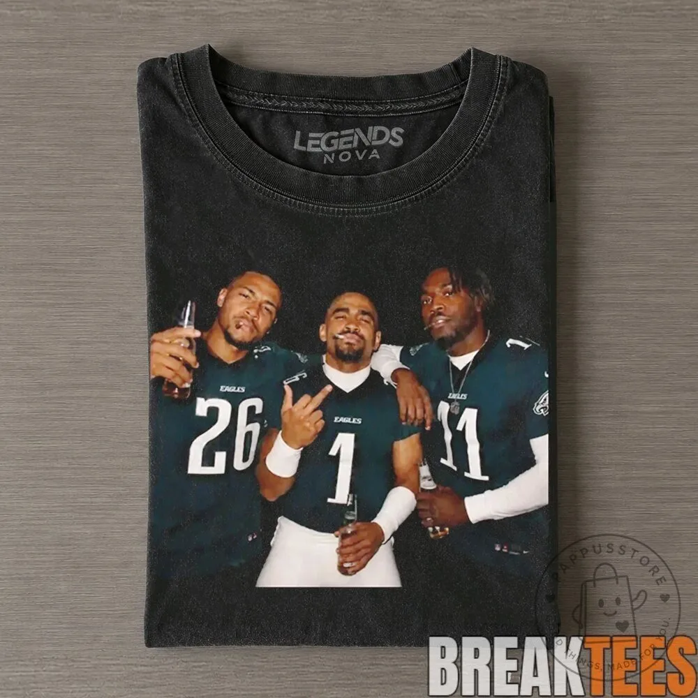 Philadelphia Eagles Saquon Barkley Jalen Hurts A.J. Brown Middle Finger T-Shirt 4 Philadelphia Eagles Saquon Barkley Jalen Hurts A.J. Brown Middle Finger T-Shirt