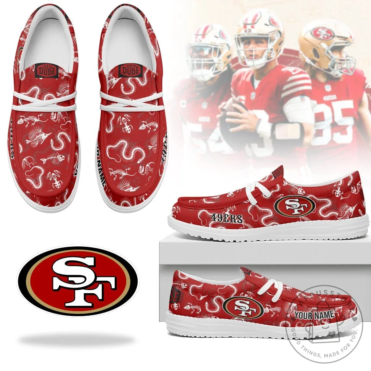 San Francisco 49ers Halloween Skeleton Pattern Hey Dude Shoes 1 San Francisco 49ers Halloween Skeleton Pattern Hey Dude Shoes