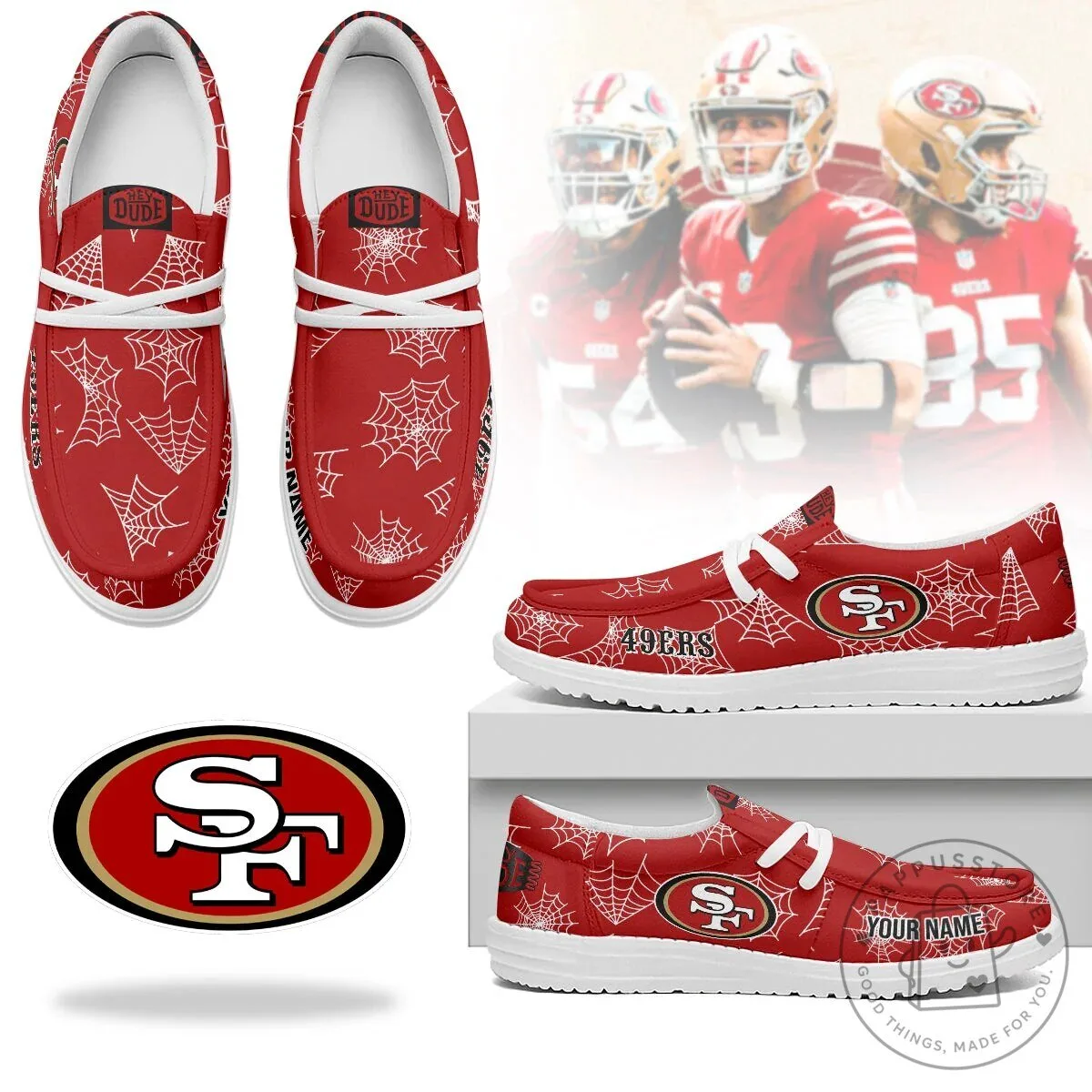 San Francisco 49ers Halloween Skeleton Pattern Hey Dude Shoes 9 San Francisco 49ers Halloween Skeleton Pattern Hey Dude Shoes