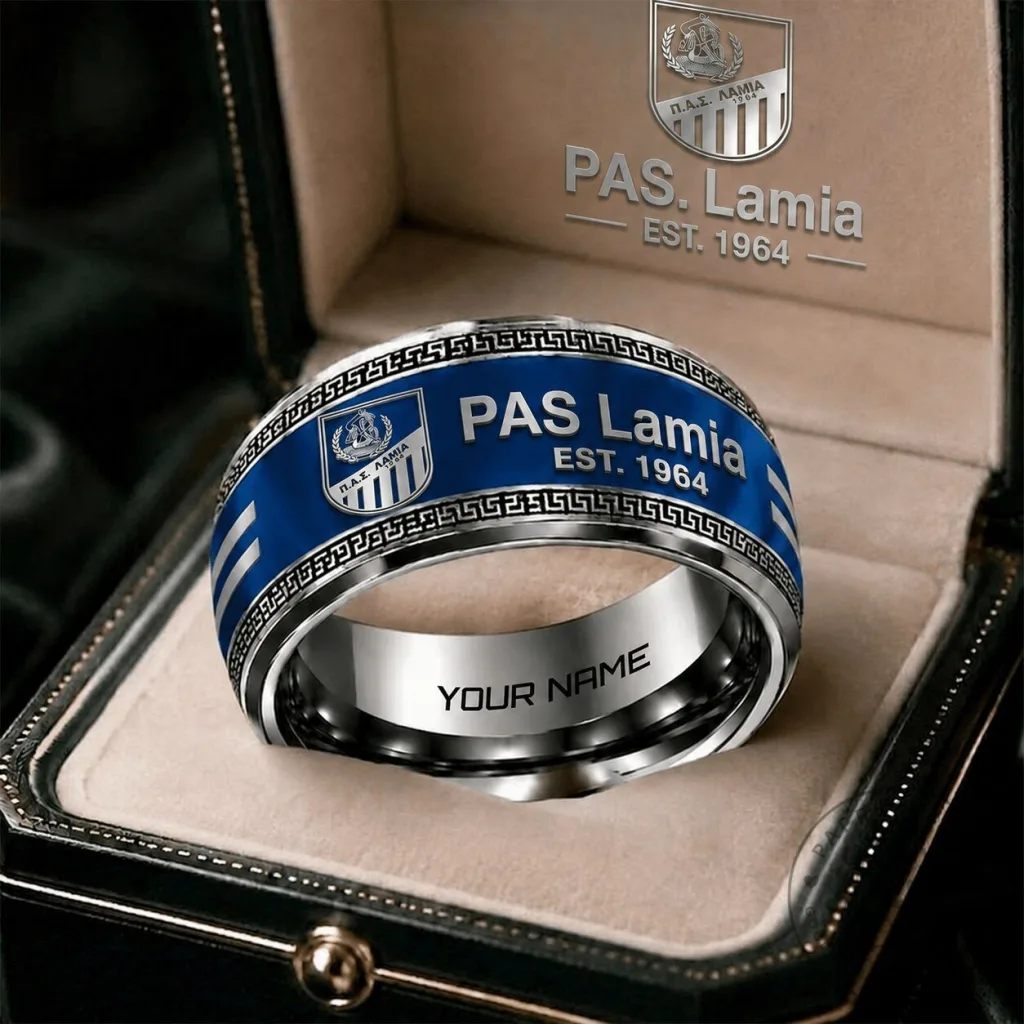 PAS Lamia Football Club Personalized Ring, Greek Super League Team Jewelry PAS Lamia Football Club Personalized Ring, Greek Super League Team Jewelry