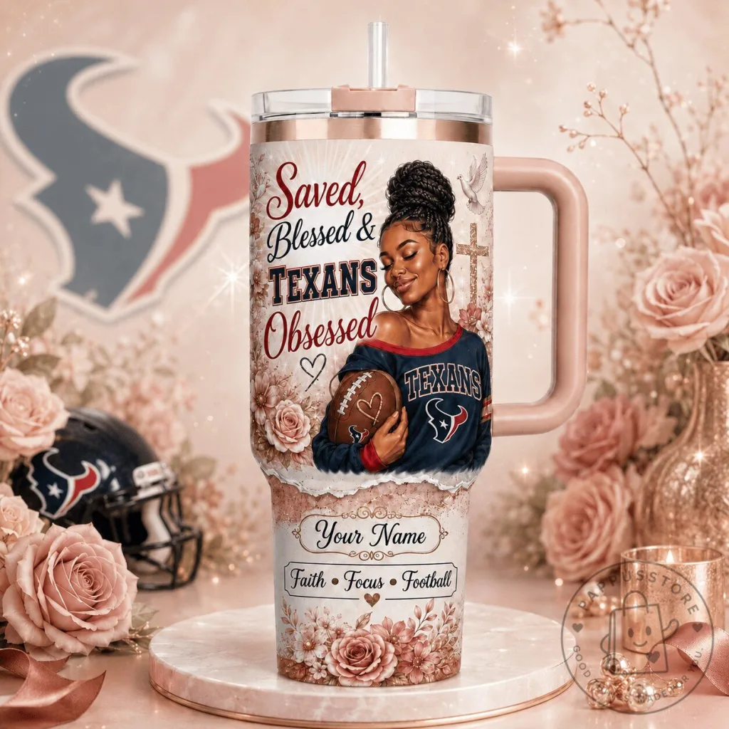Houston Texans Football Saved Blessed Obsessed Fan Tumbler with Handle