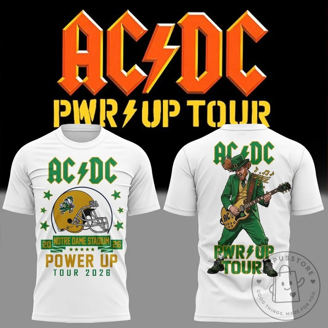 2026 Concert T-Shirt for Notre Dame Football - AC/DC Power Up Tour Theme
