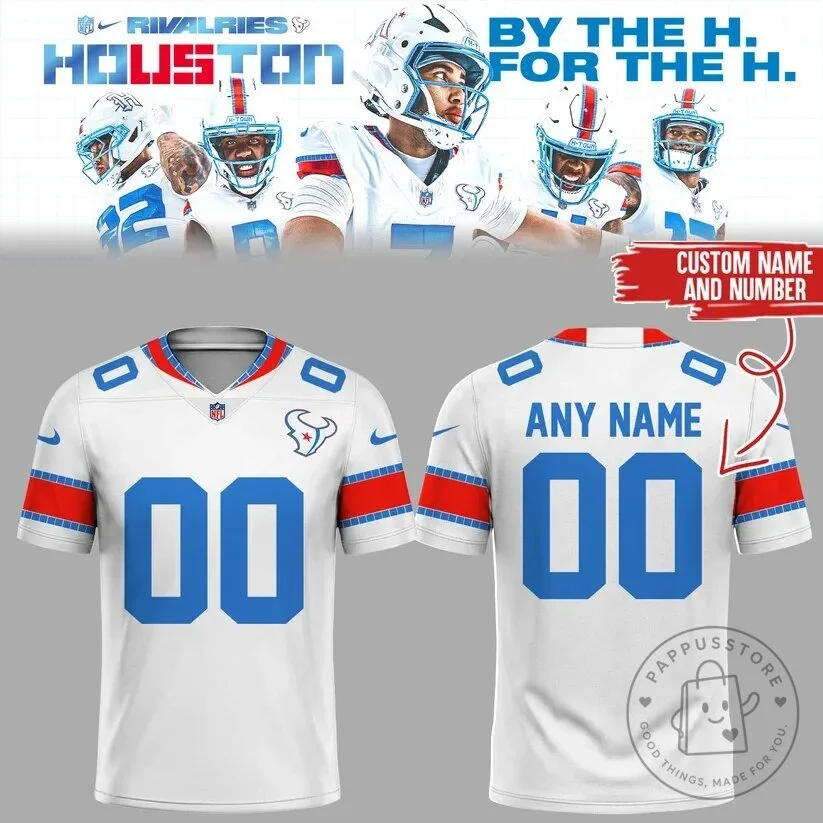 Houston Texans Football Custom Name and Number White Fan Jersey