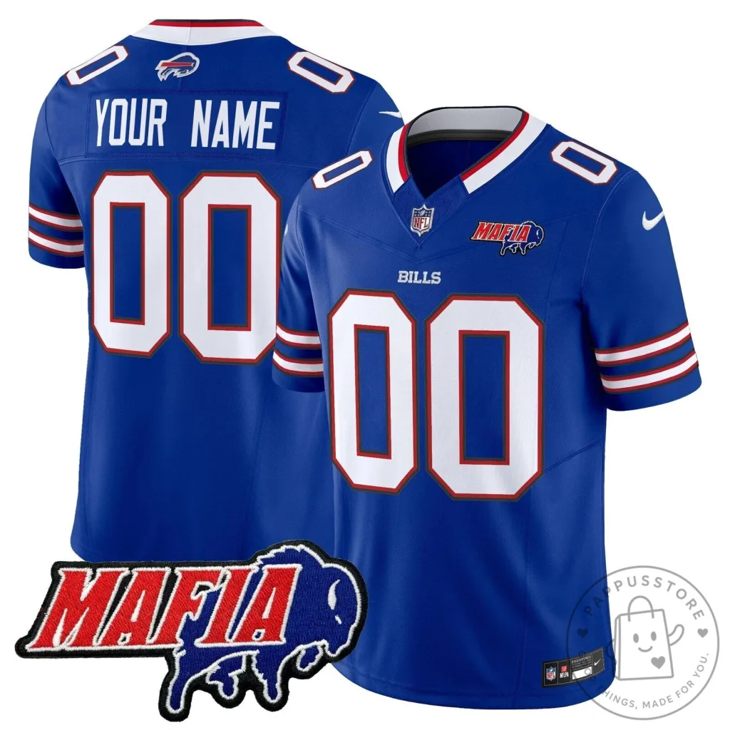 Custom Football Jersey in Royal Blue for Buffalo Bills Mafia