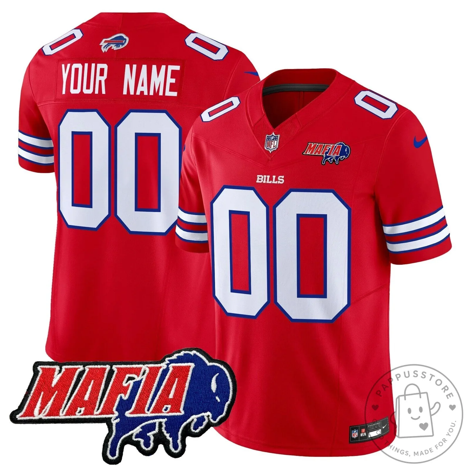 Custom Football Jersey in Royal Blue for Buffalo Bills Mafia 11 Custom Football Jersey in Royal Blue for Buffalo Bills Mafia