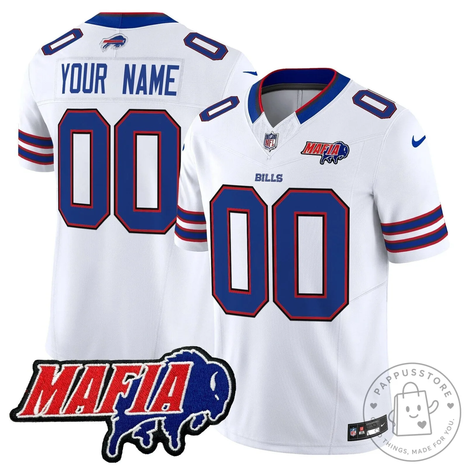 Custom Football Jersey in Royal Blue for Buffalo Bills Mafia 12 Custom Football Jersey in Royal Blue for Buffalo Bills Mafia