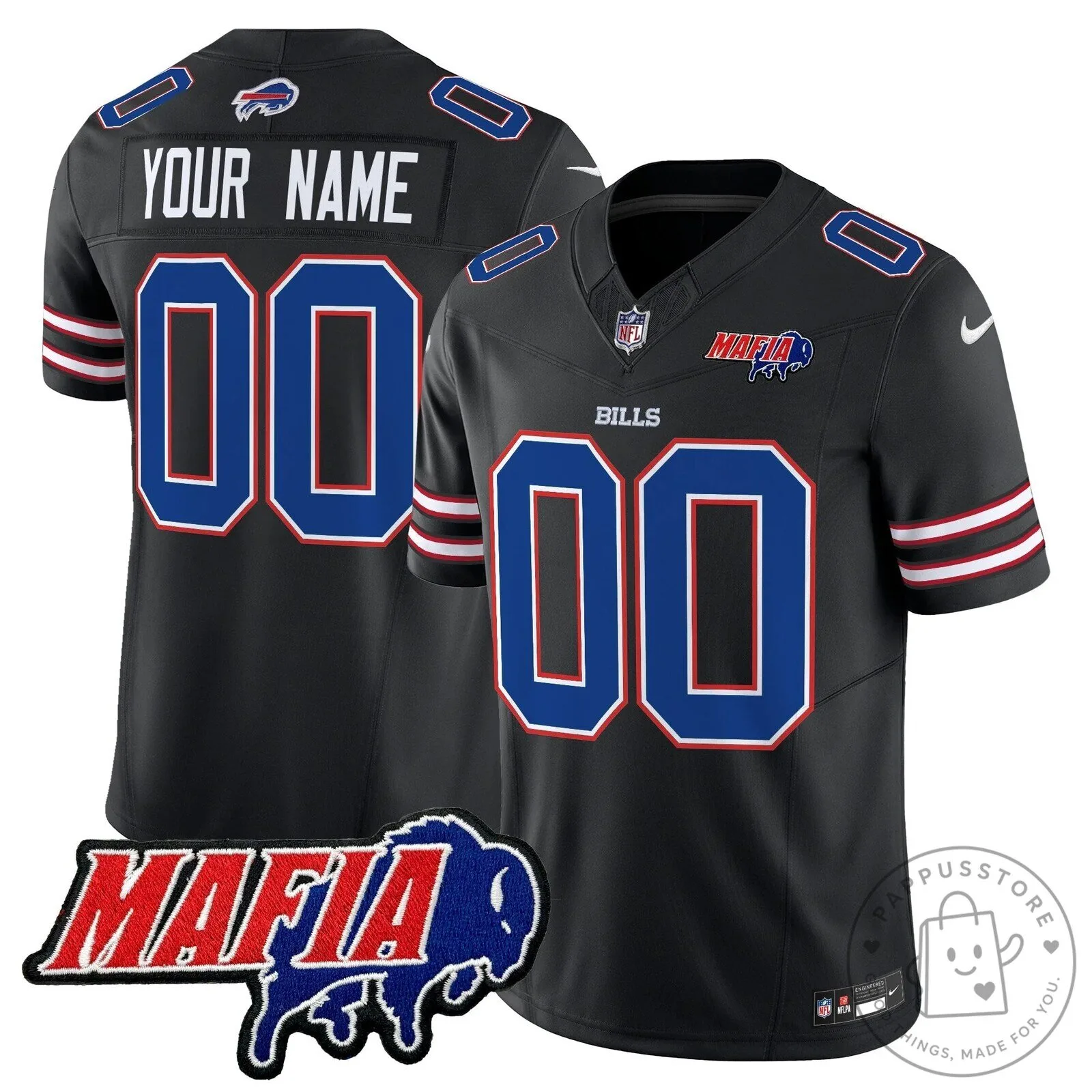 Custom Football Jersey in Royal Blue for Buffalo Bills Mafia 13 Custom Football Jersey in Royal Blue for Buffalo Bills Mafia
