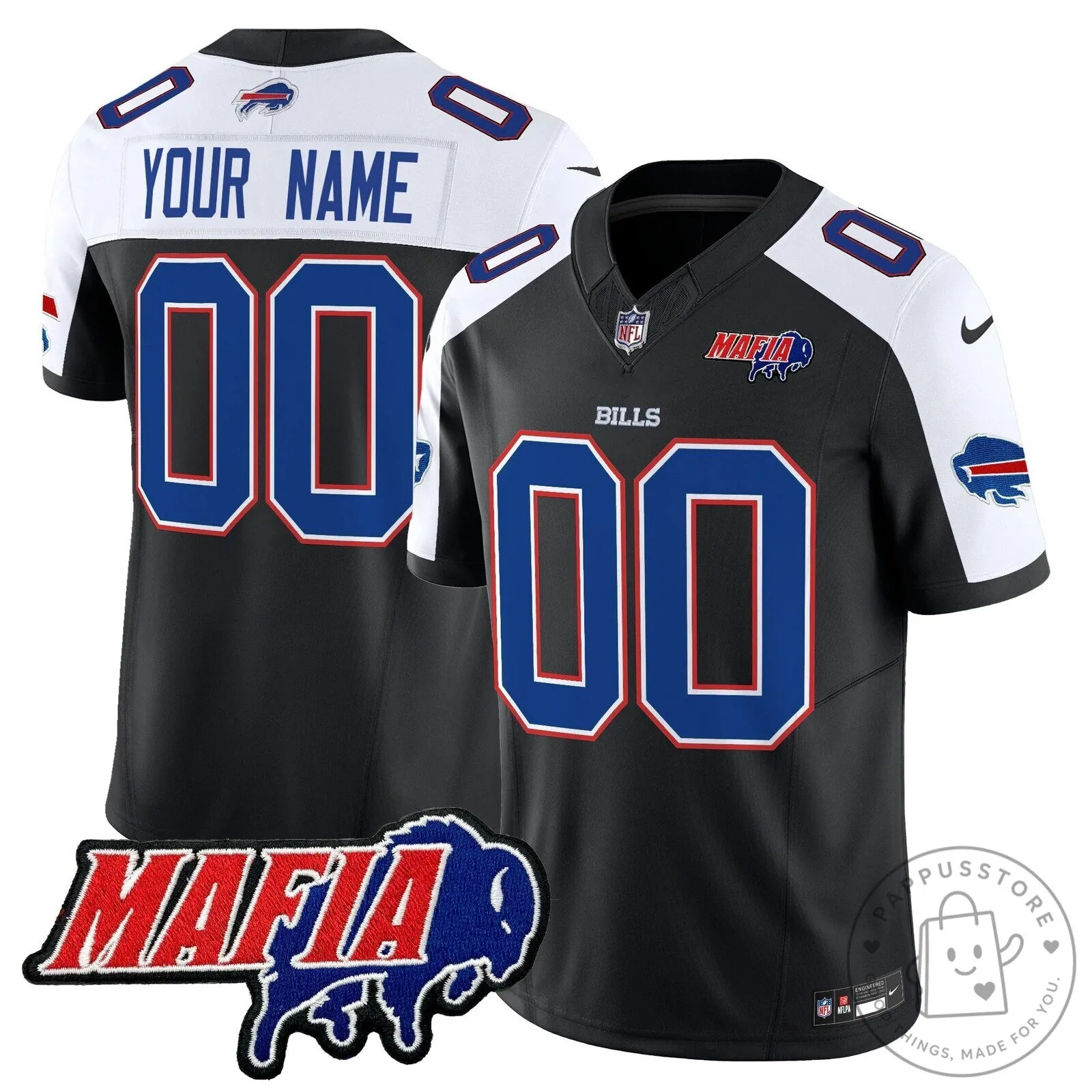 Custom Football Jersey in Royal Blue for Buffalo Bills Mafia 15 Custom Football Jersey in Royal Blue for Buffalo Bills Mafia