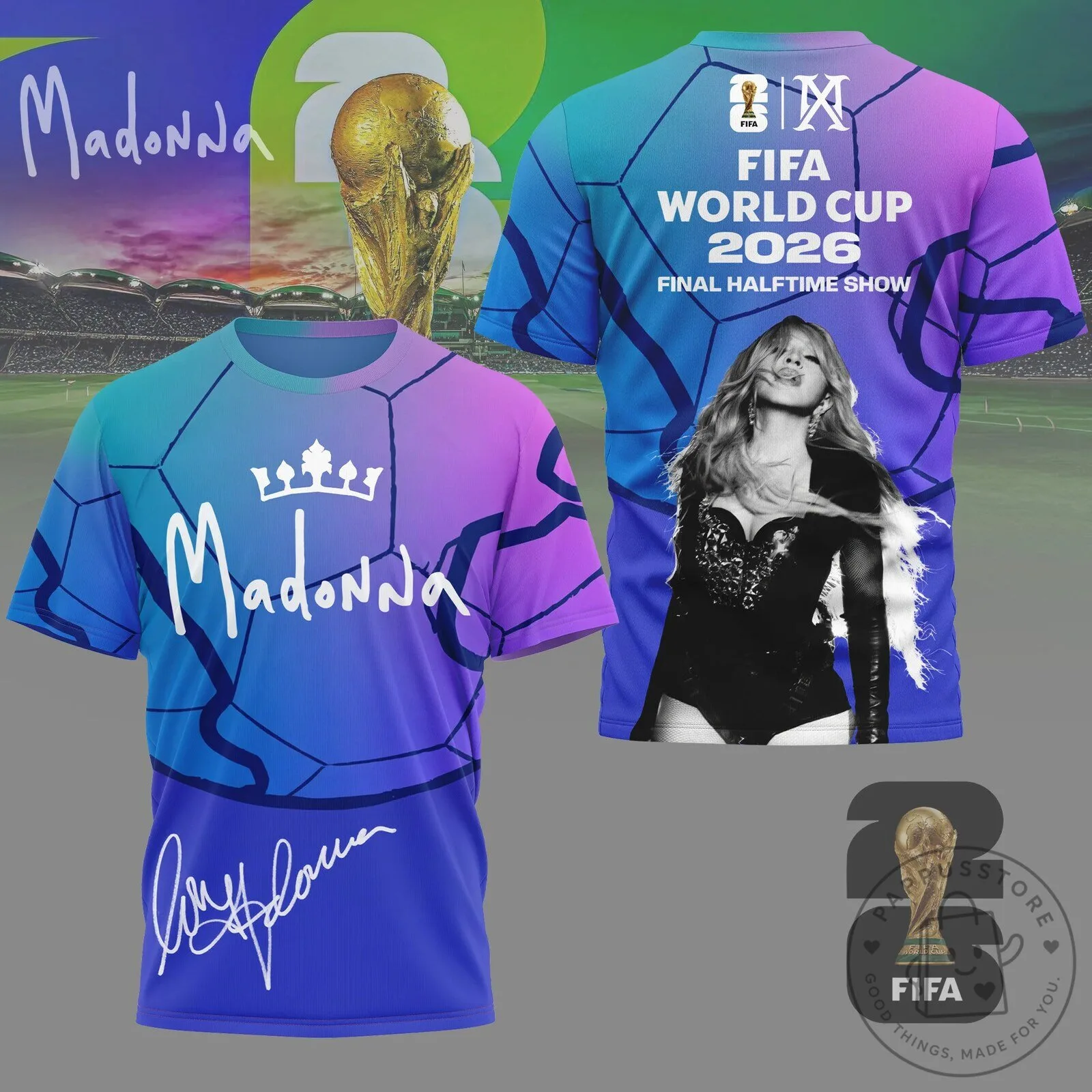 Madonna FIFA World Cup 2026 Final Halftime Show Soccer Panel T-Shirt