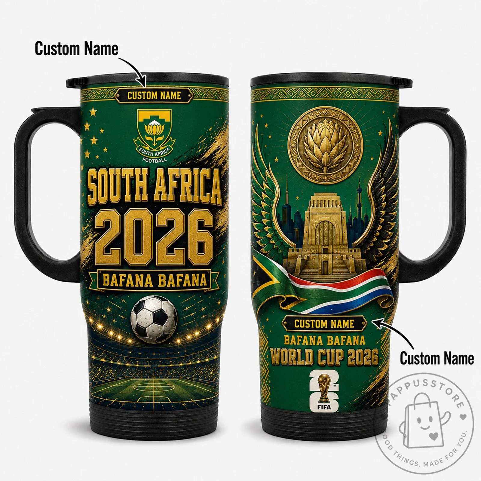 South Africa Football World Cup 2026 Bafana Bafana Custom Name Tumbler