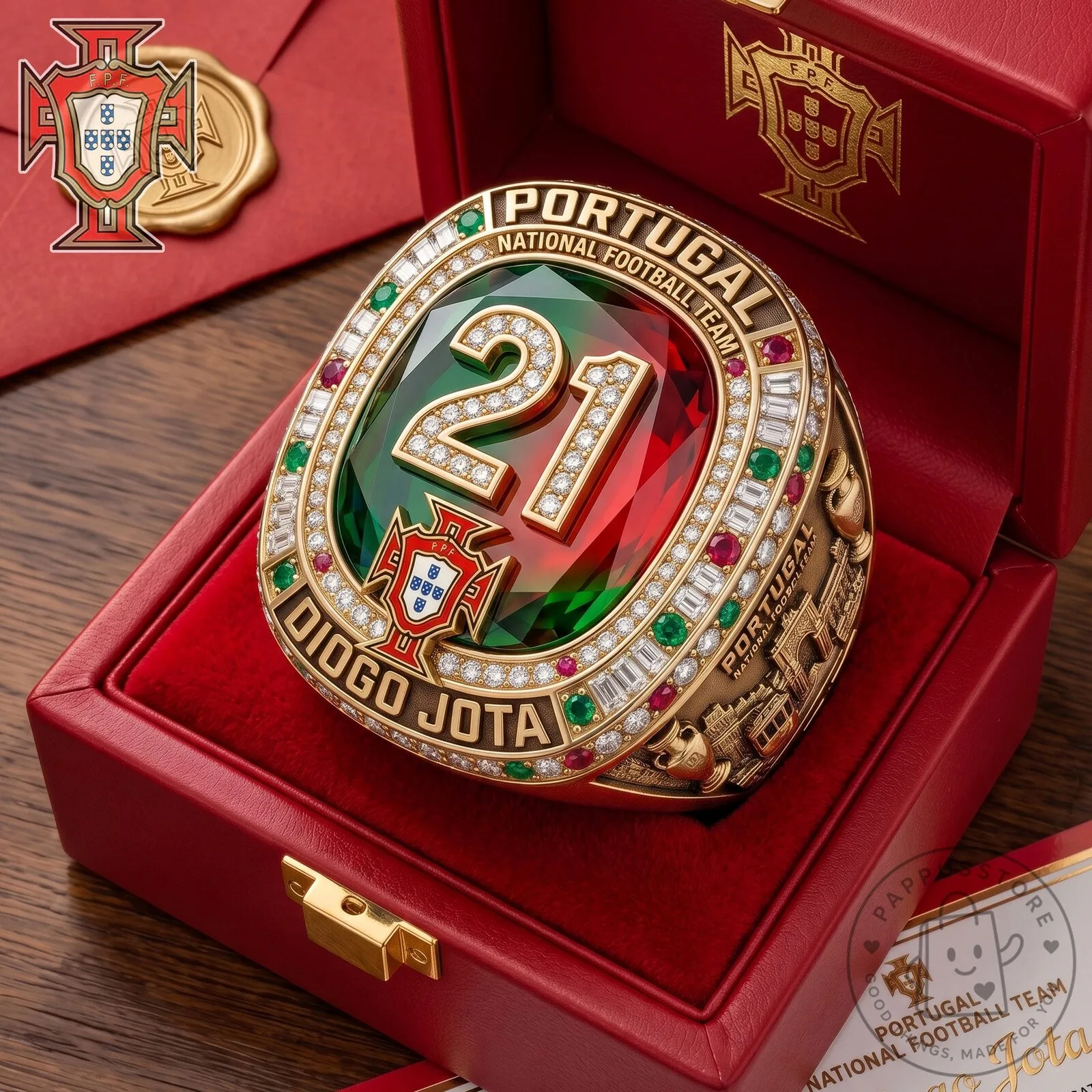 Diogo Jota 21 Championship Ring from the Portugal National Football Team