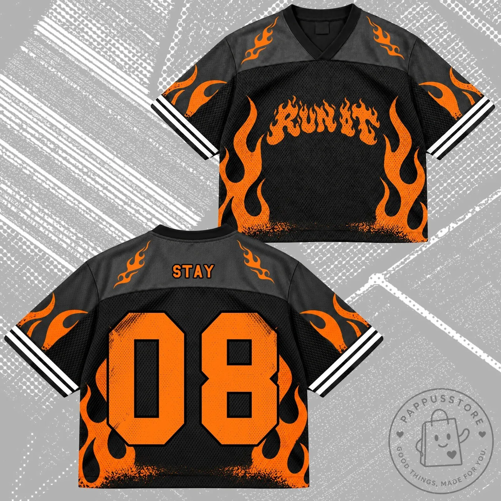 Stray Kids Run It Stay All Members Heavy Metal Mixed Mesh Football Jersey