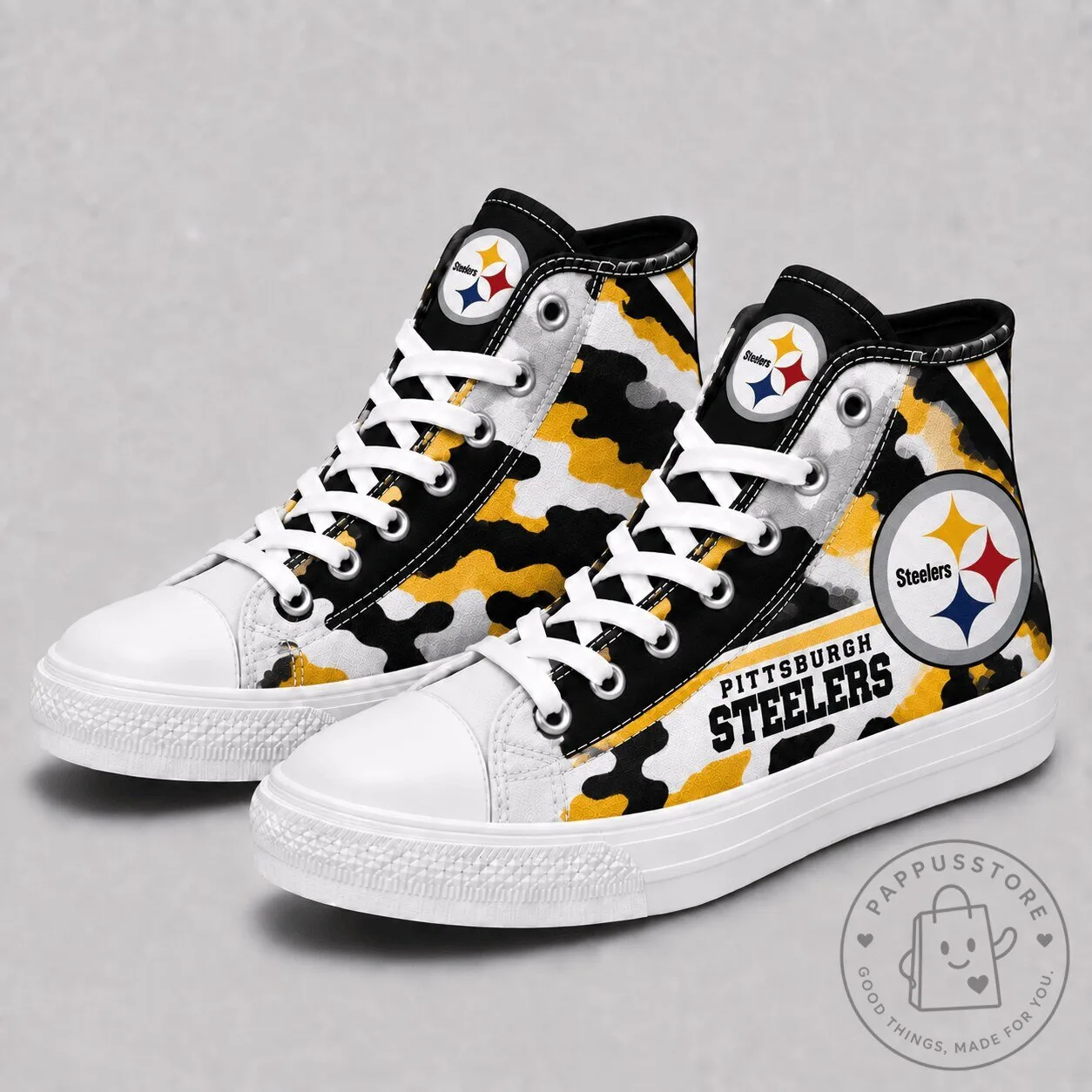 Pittsburgh Steelers Camouflage High Top Canvas Sneakers