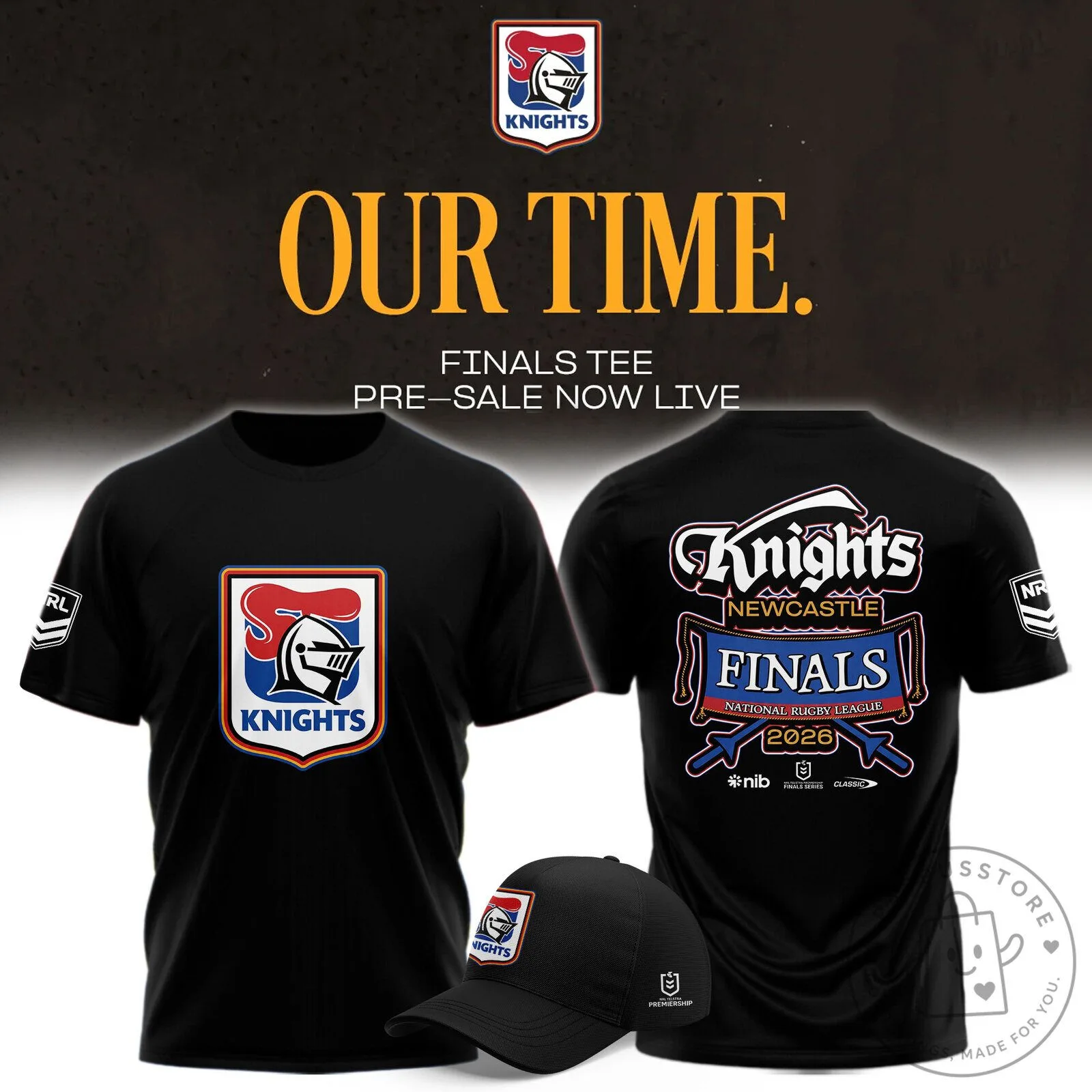Newcastle Knights National Rugby League Finals Black T-Shirt